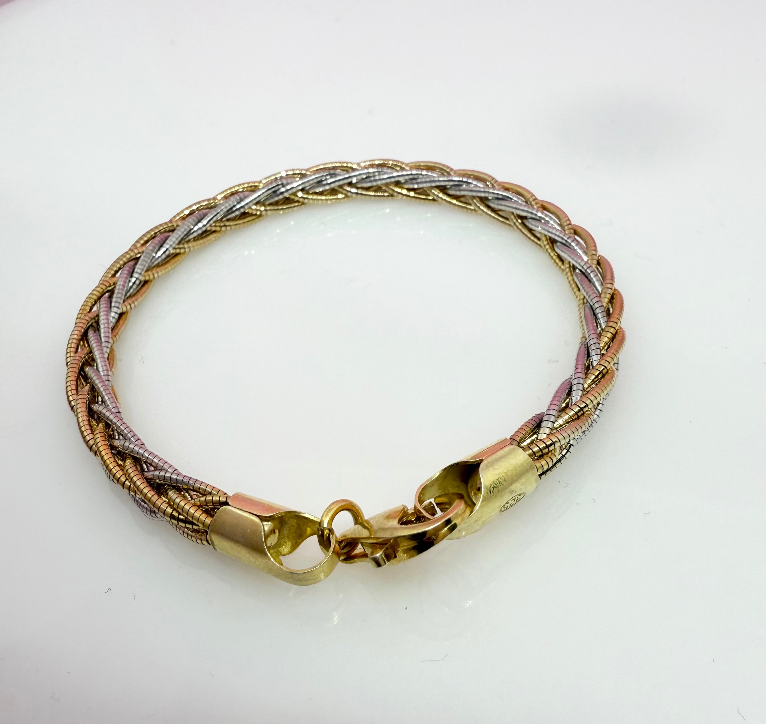 Multi Strand 925 Sterling Silver Italian Weave Braided Bracelet | Dual Tone