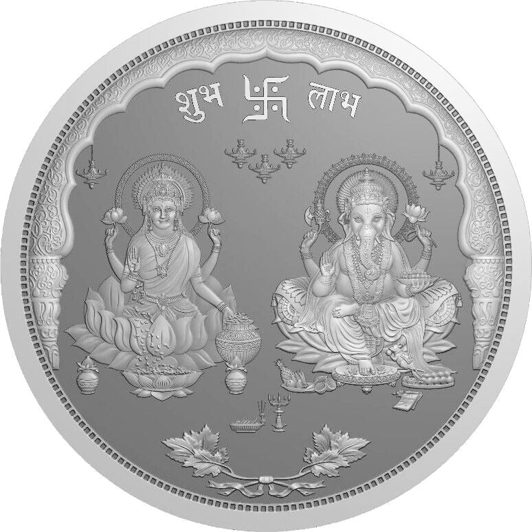 5 GMS LAKSHMI GANESH 999.9 PURE SILVER COIN IN MINTED CARD (5.00 GRAMS) | Festive Coins & Bars