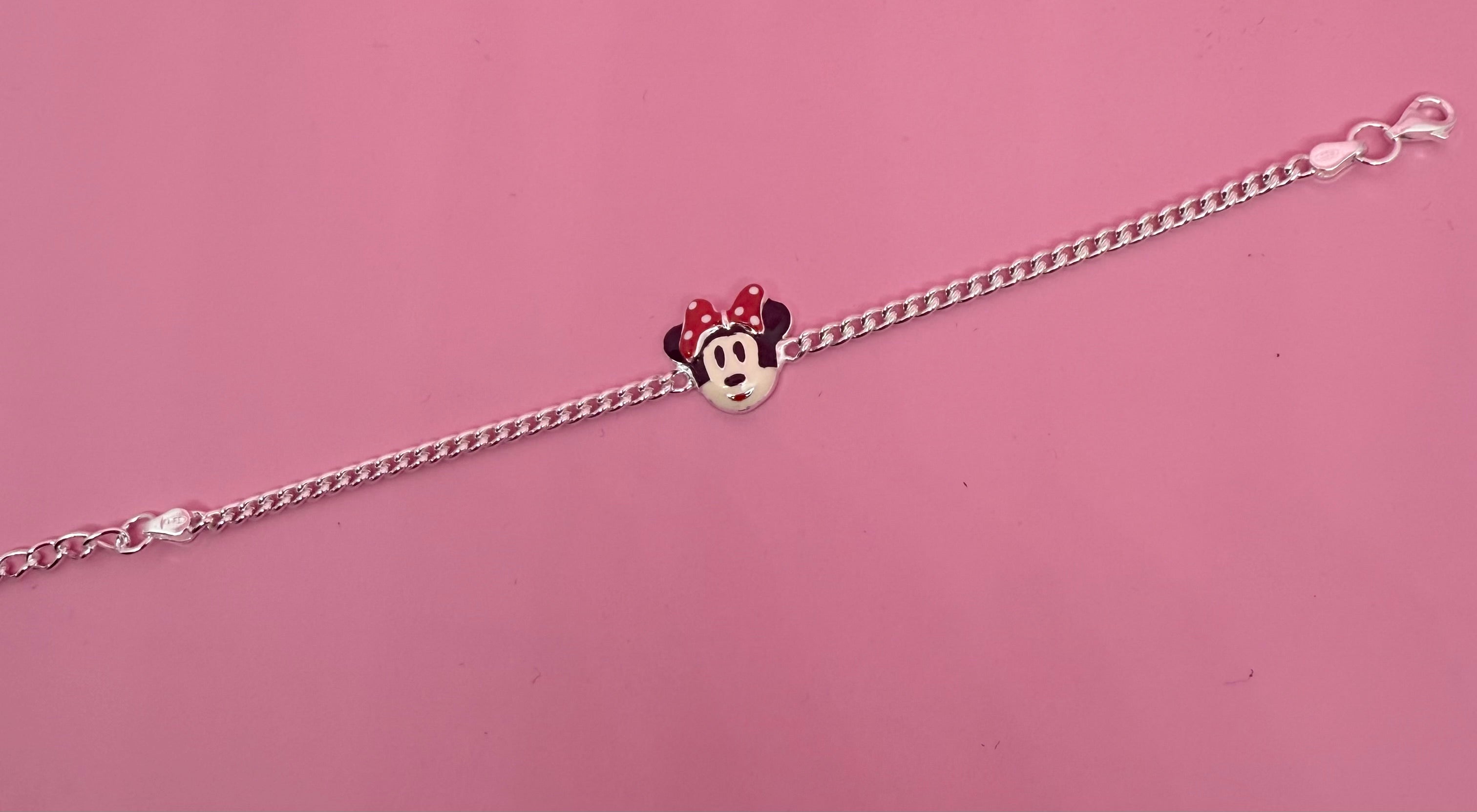 925 Sterling Silver Minnie Mouse Cartoon Bracelet | For kids