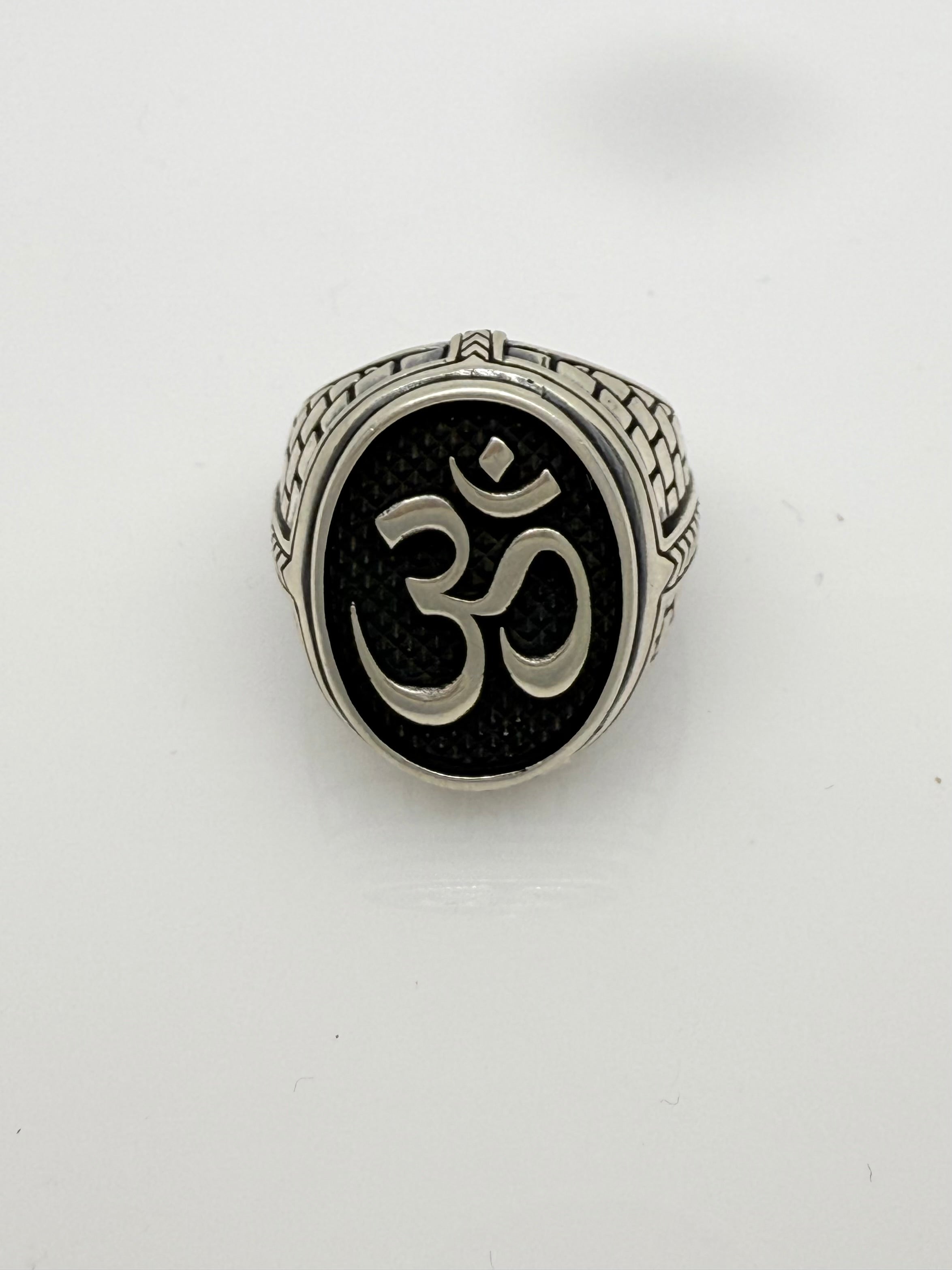 925 Oxidised Silver Ring for Men | Om