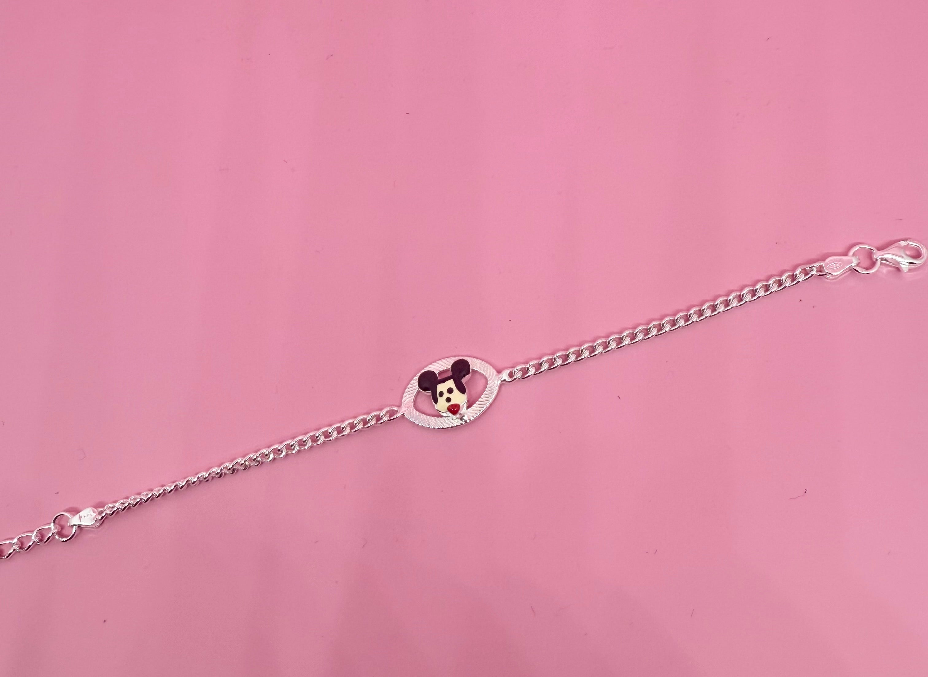 925 Sterling Silver Mickey Mouse Cartoon Bracelet | For kids