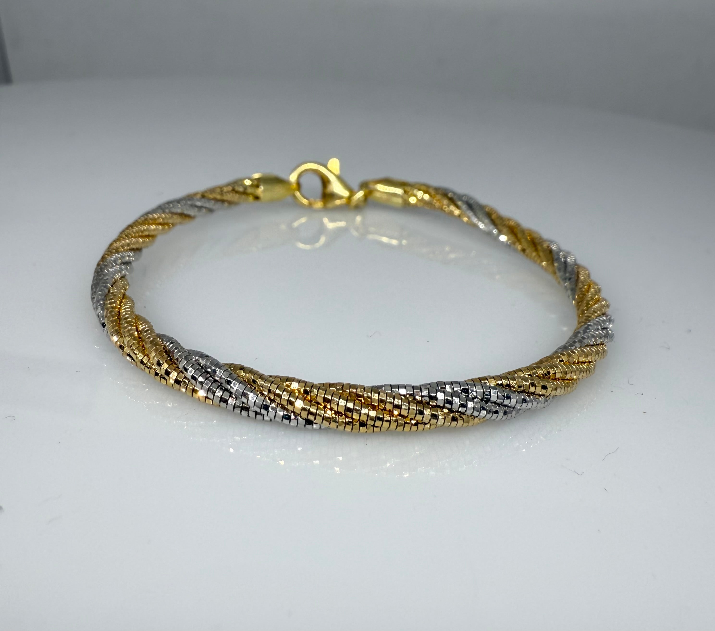 Multi Strand 925 Sterling Silver Italian Weave Bracelet | Gold & Silver