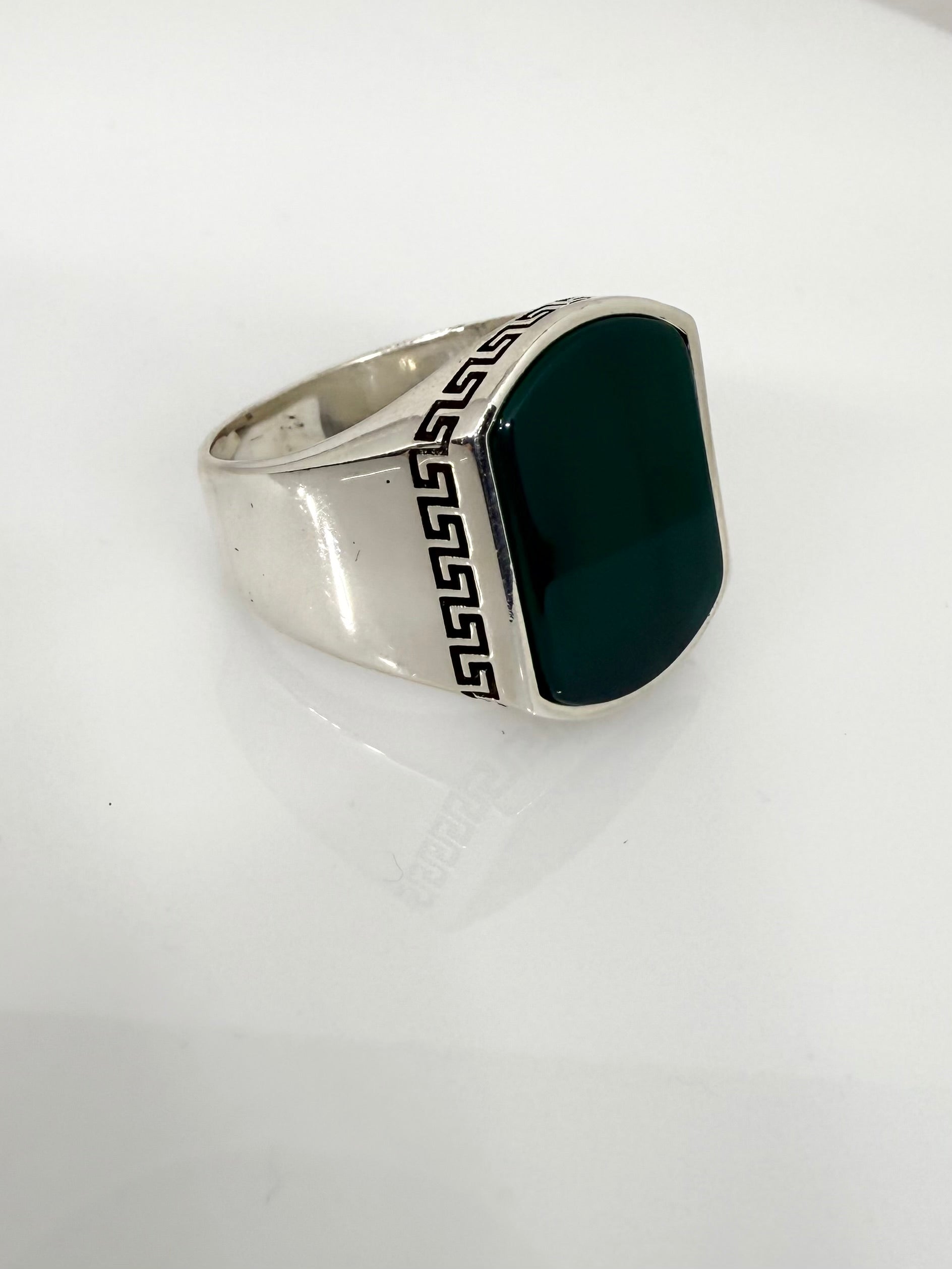 925 Sterling Silver Ring for Men | Olive Onyx