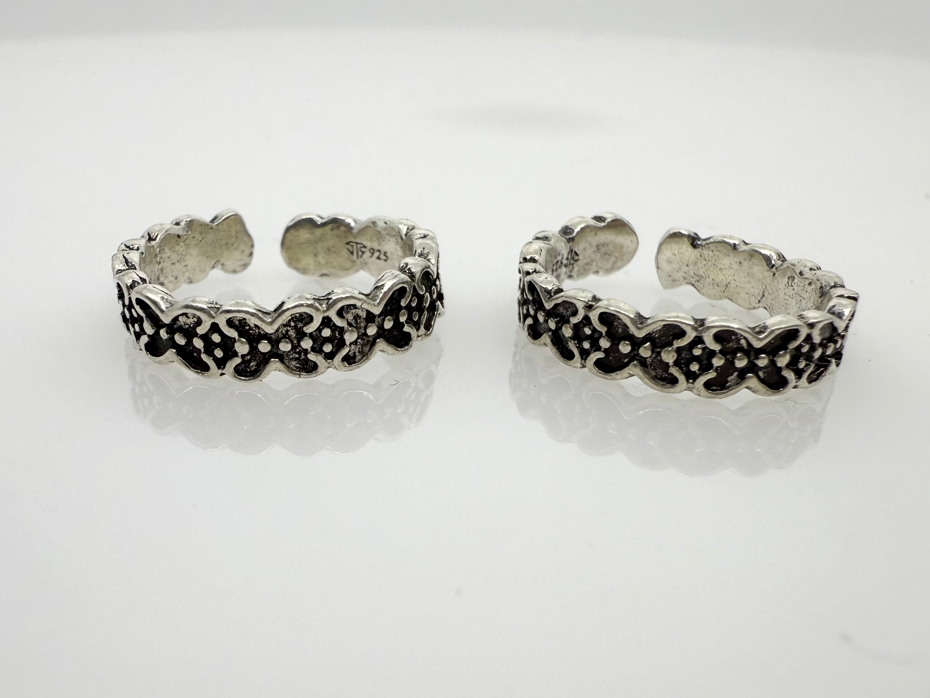 925 Silver Toe Rings (2 Rings) | Butterfly | Free Size