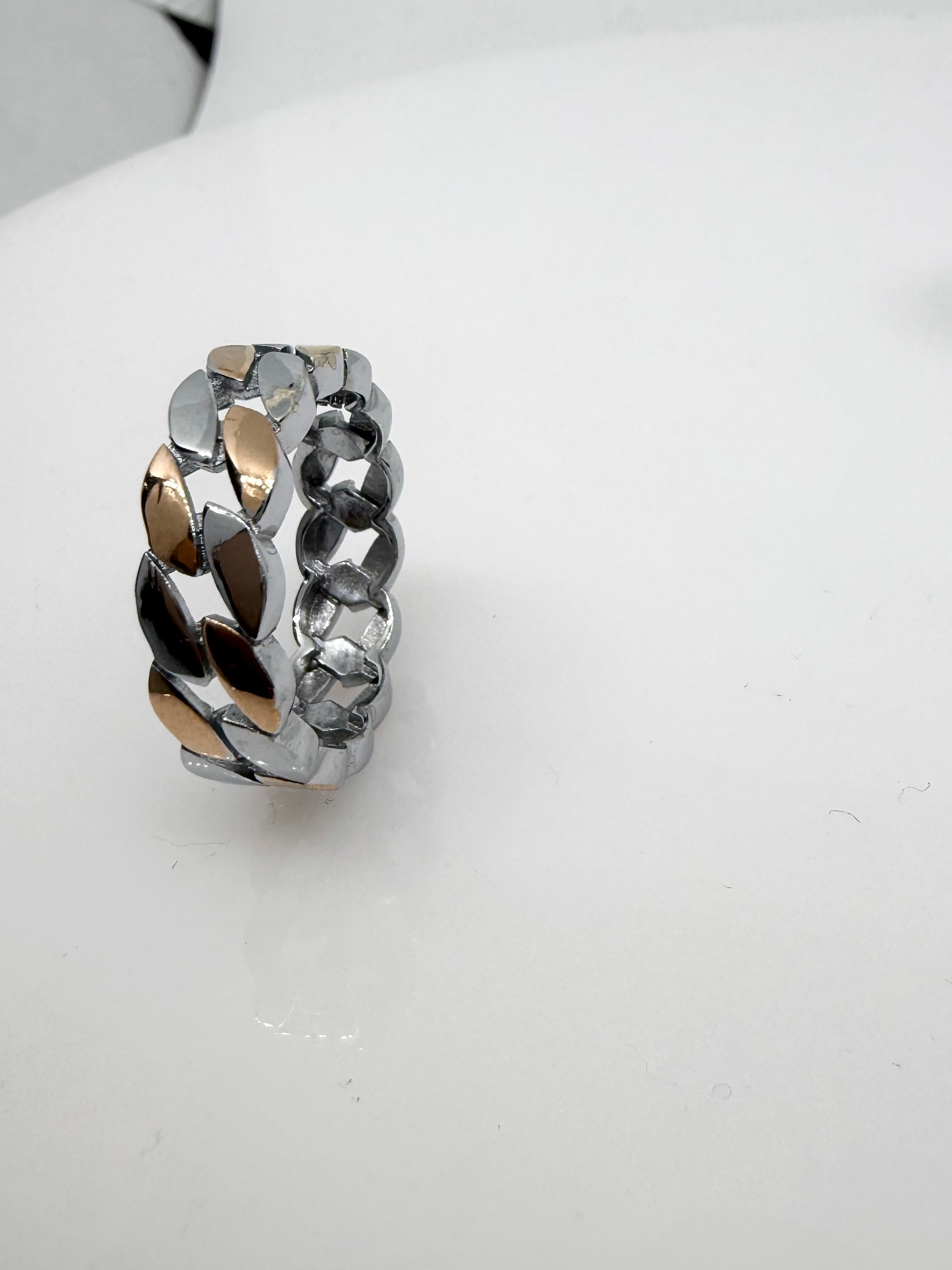 925 Sterling Silver Infinite Link Dual Tone Ring Band | Ring for Men | UNISEX