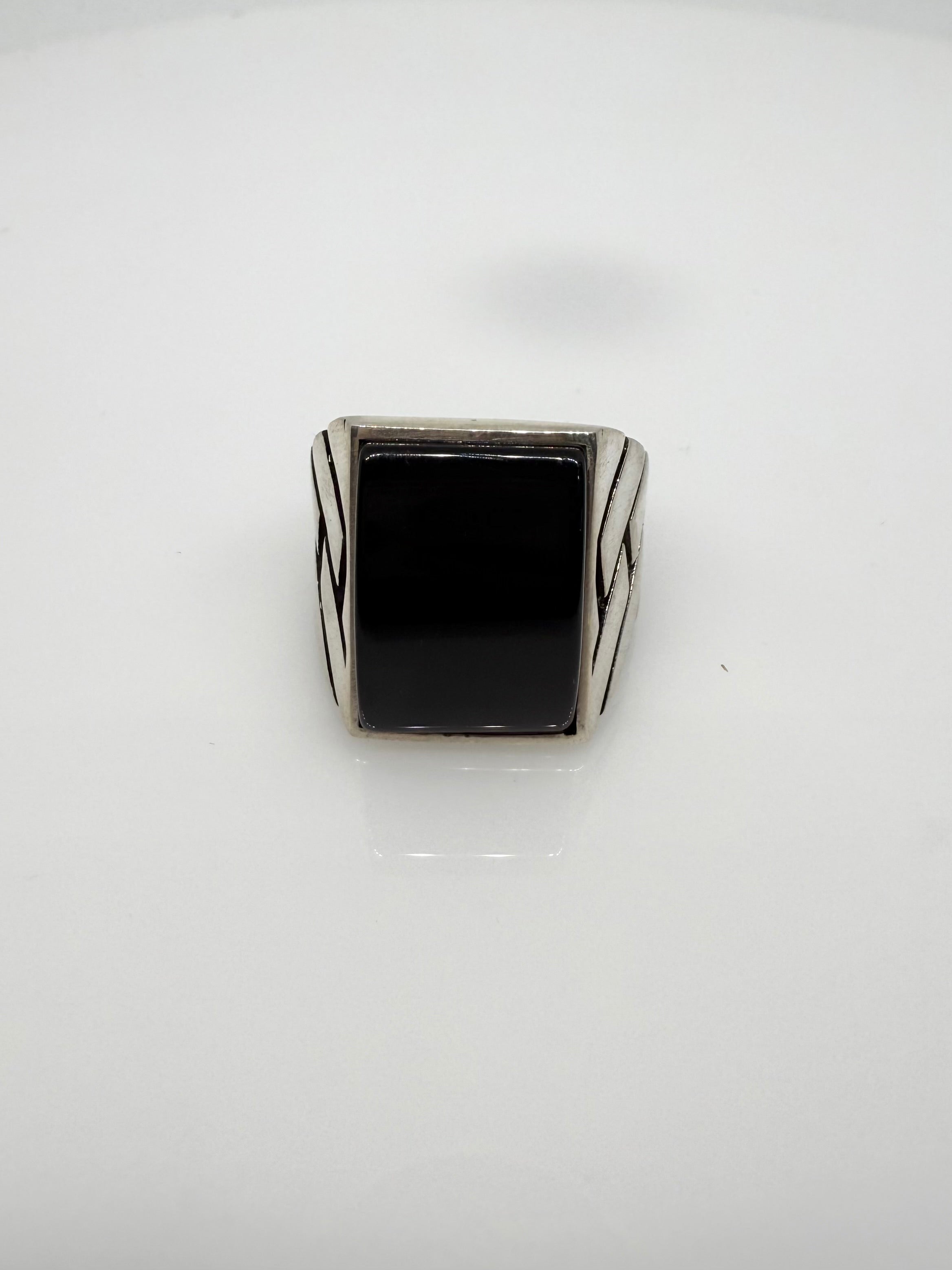 925 Sterling Silver Ring for Men | Black Stone