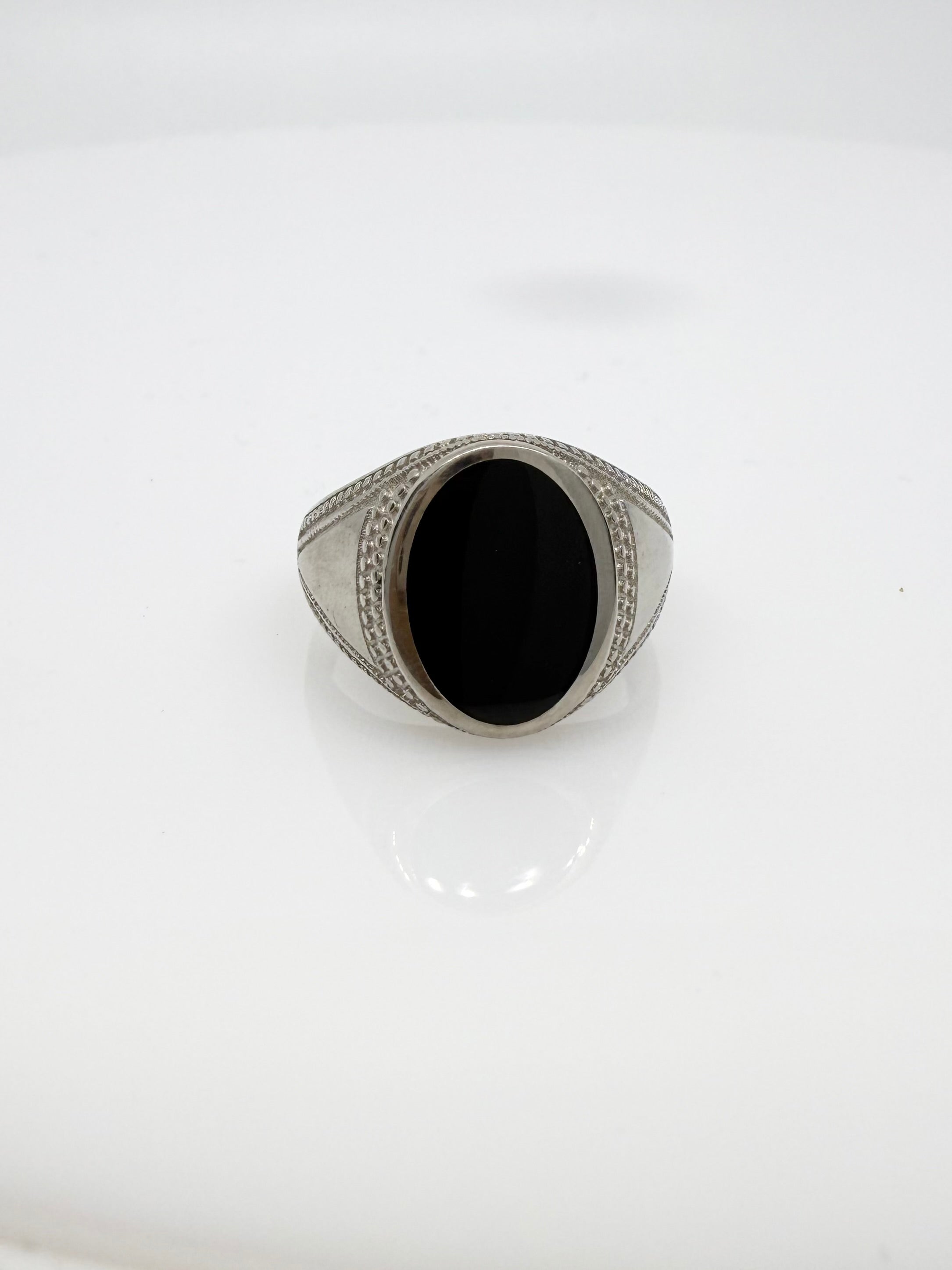 925 Oxidised Silver Ring for Men | Black Stone