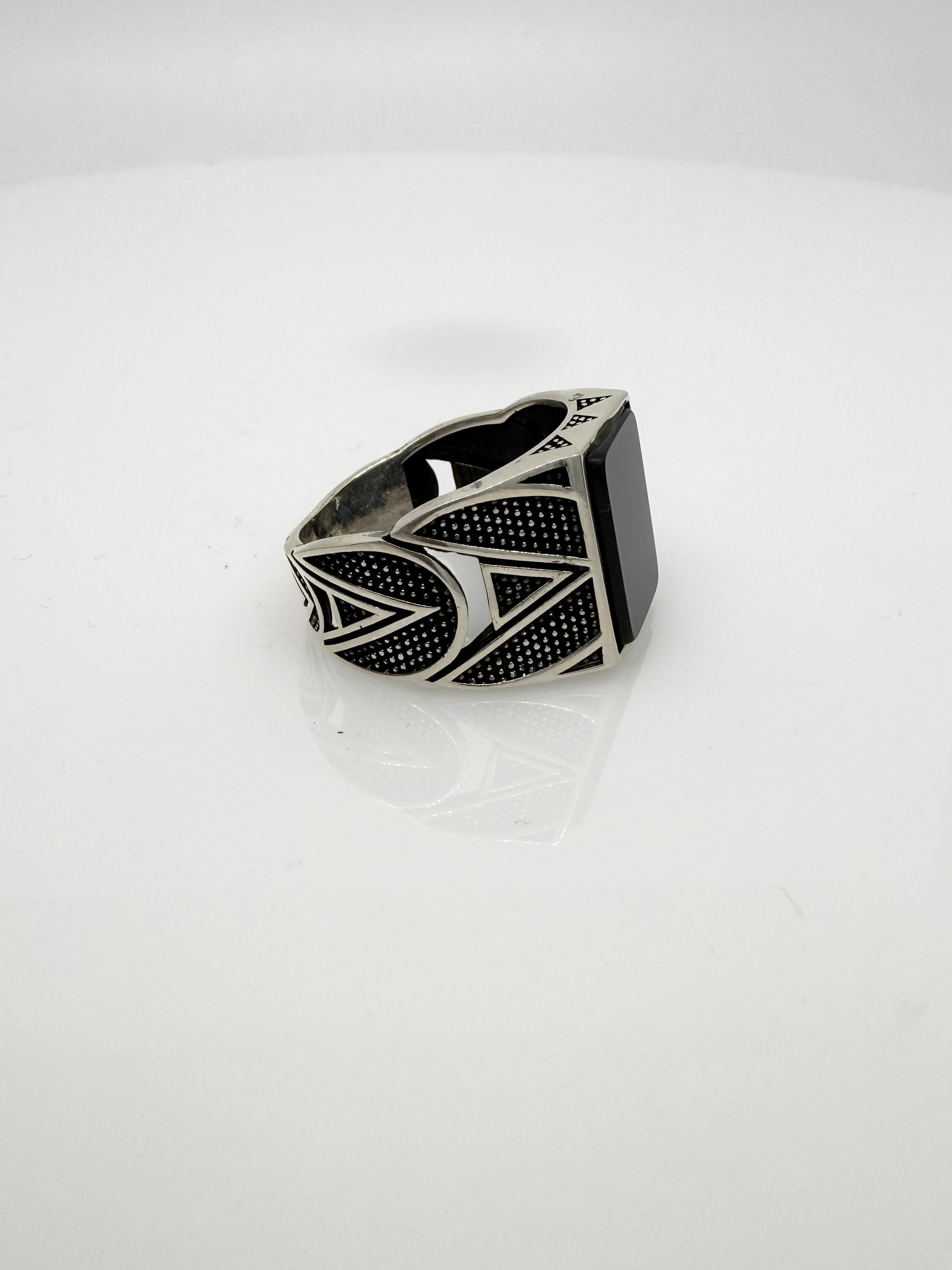 925 Sterling Silver Ring for Men | Black Stone
