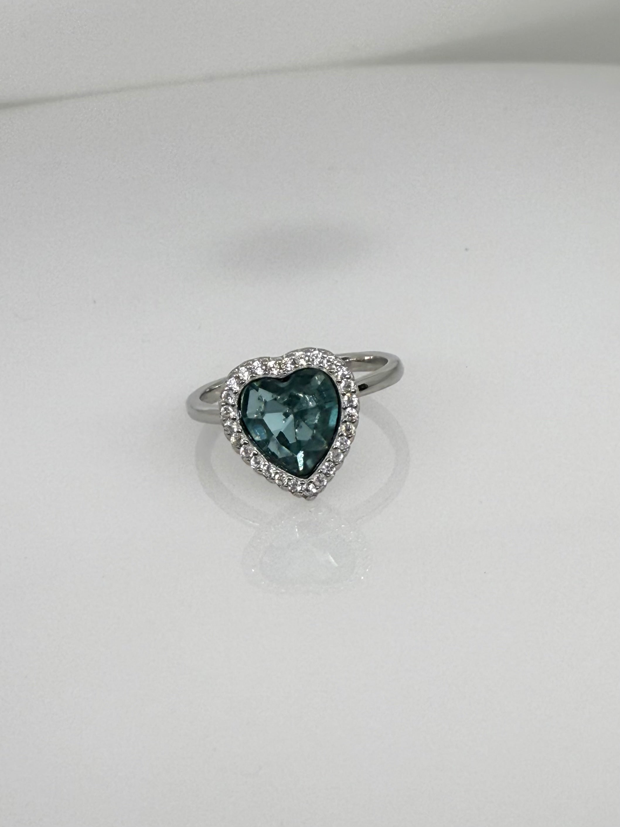 925 Sterling Silver Jade Heart Women Ring