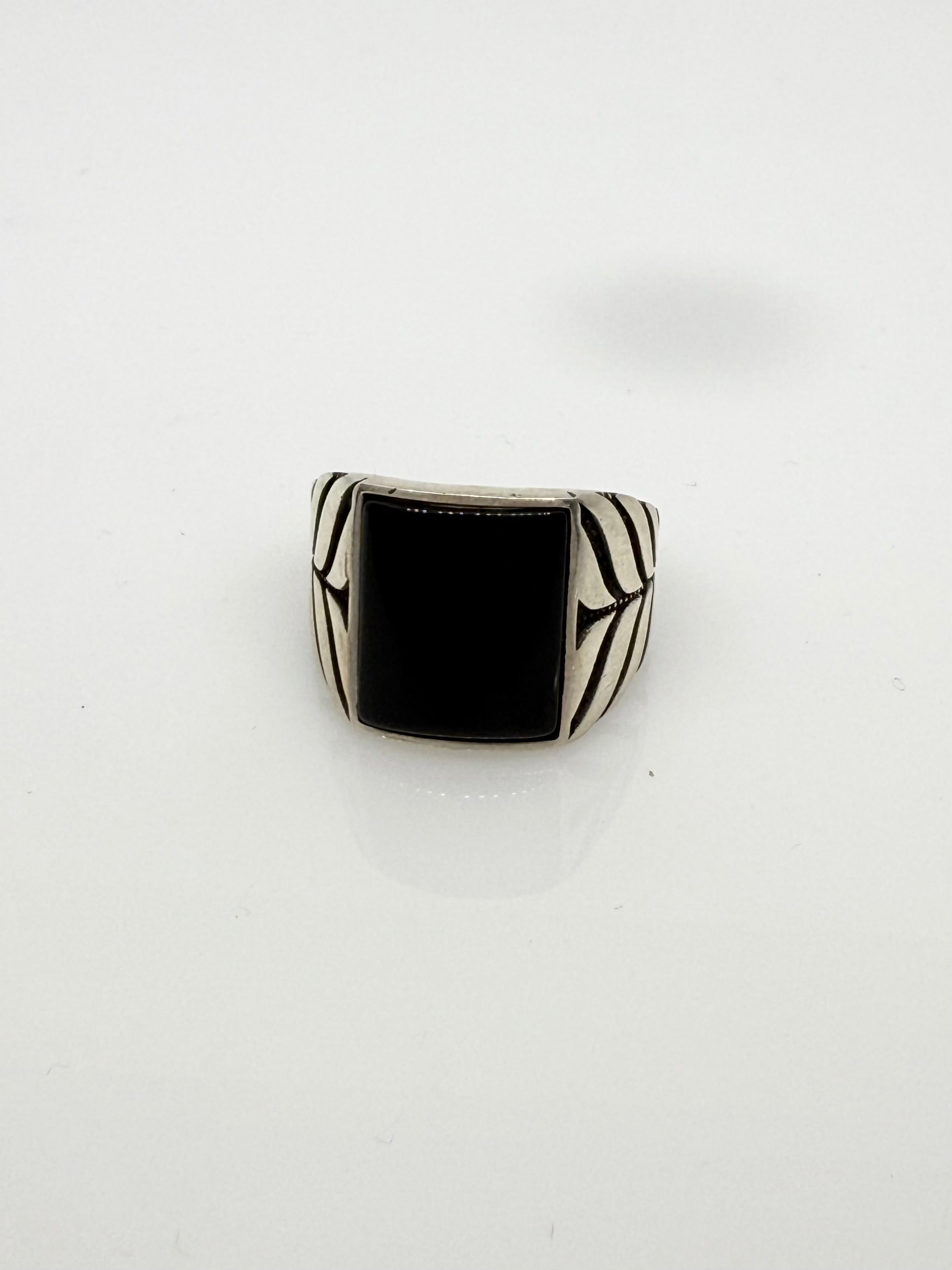 925 Sterling Silver Ring for Men | Black Stone