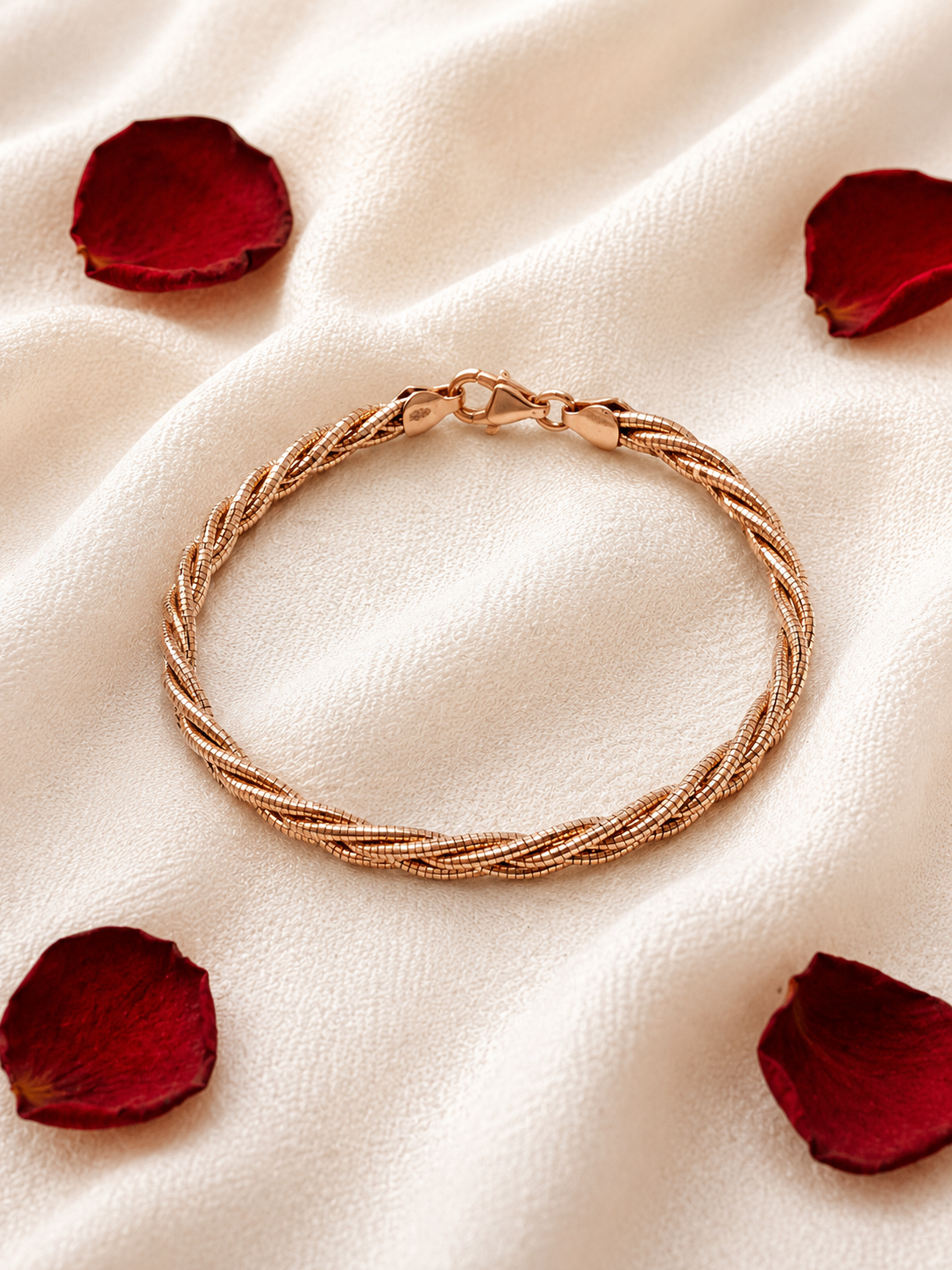 Multi Strand 925 Sterling Silver Italian Weave Bracelet | Rose Gold