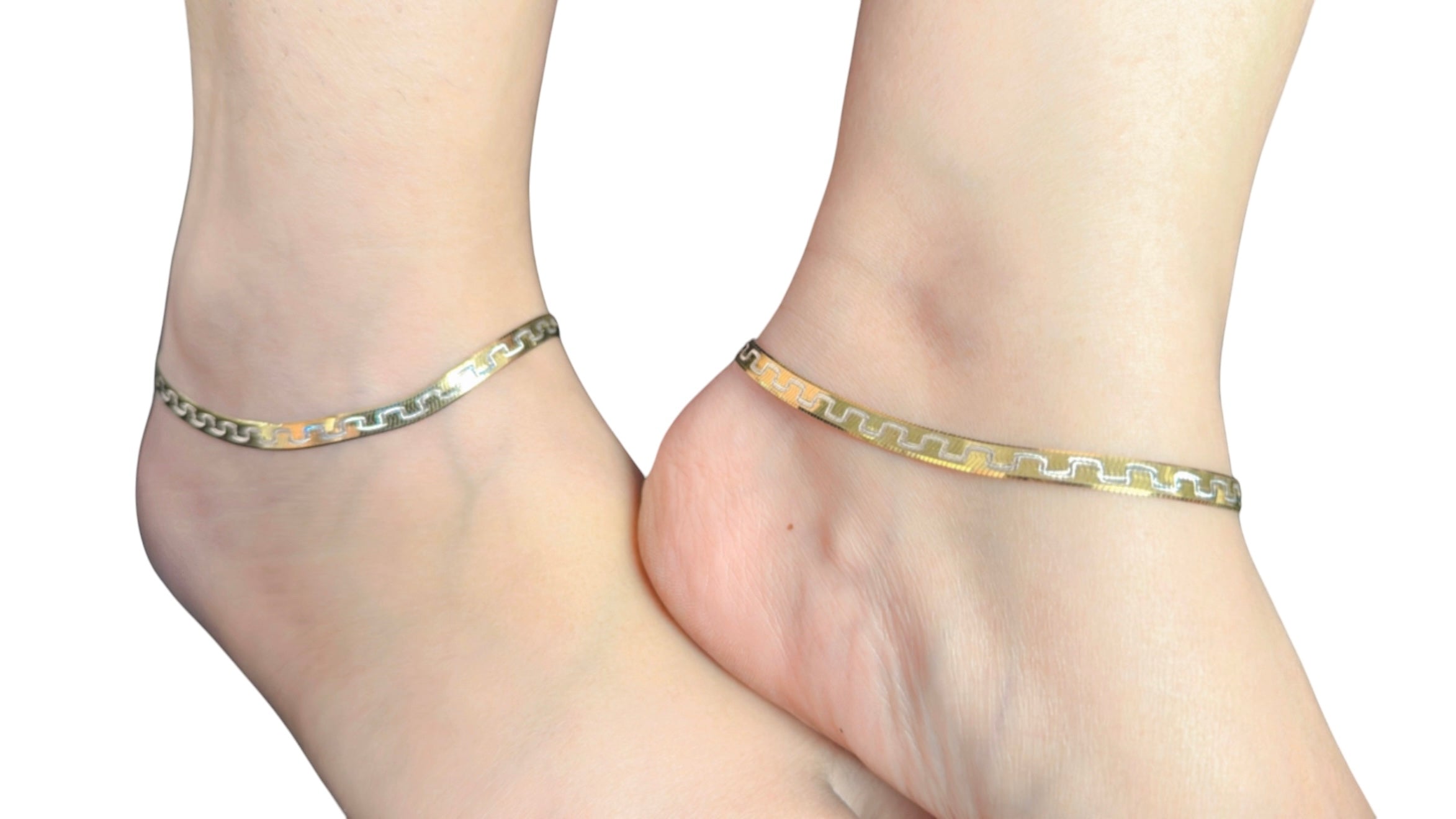 925 Sterling Silver Flat Snake Anklets | Reversible Anklets
