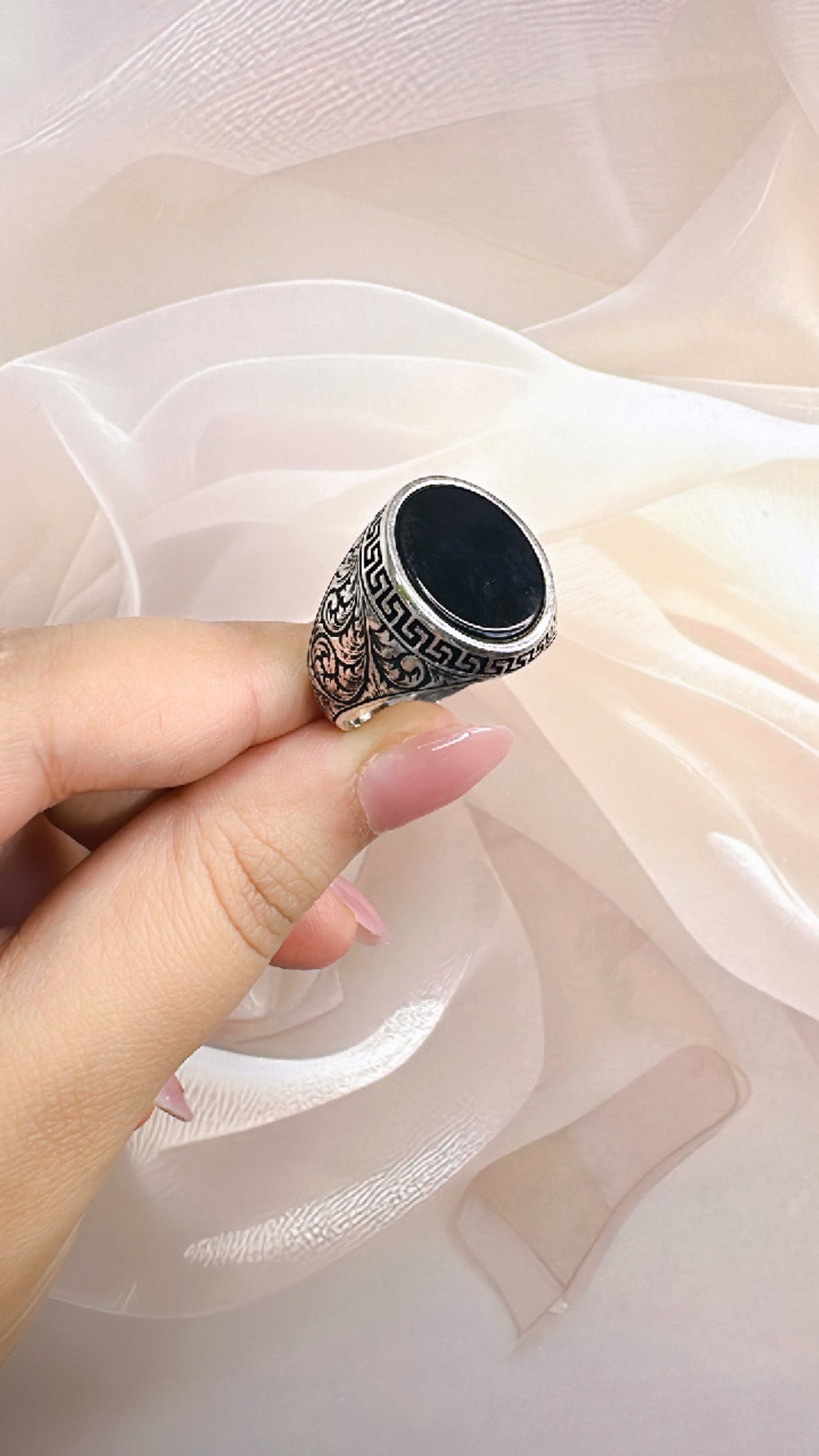 925 Sterling Silver Ring for Men | Black Stone