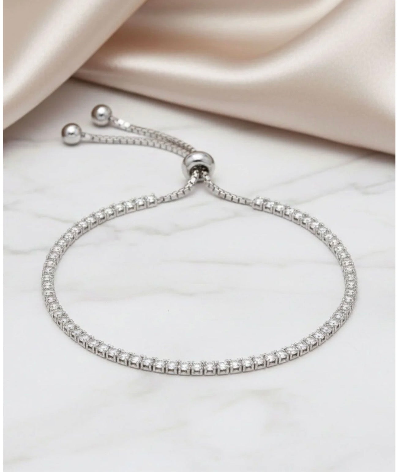 925 Sterling Silver Pull Chain Tennis Bracelet | For Her
