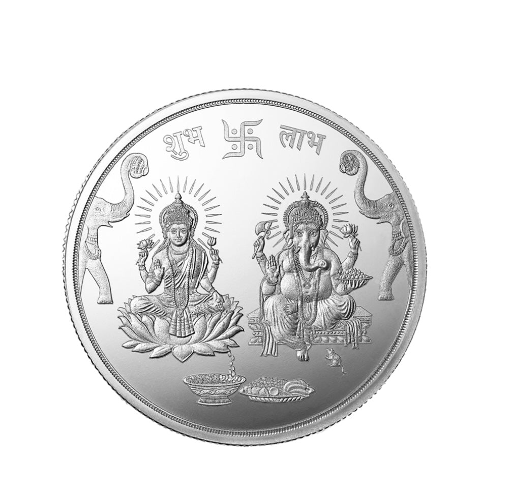 MMTC PAMP 10 GMS LAKSHMI GANESH 999.9 SILVER COIN IN MINTED CARD (10.00gm) | Festive Coins & Bars