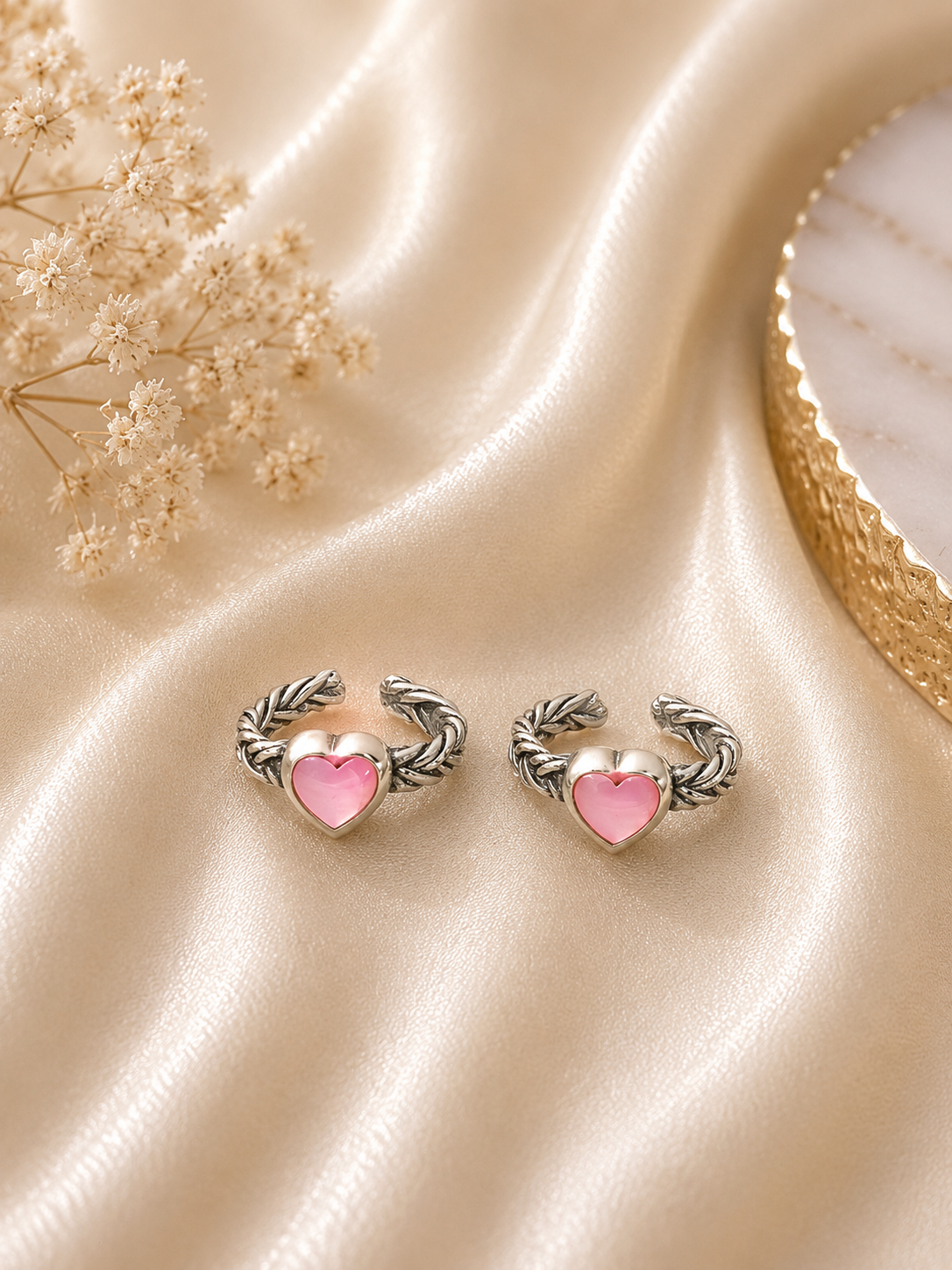 925 Sterling Silver Heart Toe rings ( 2 rings) | free size