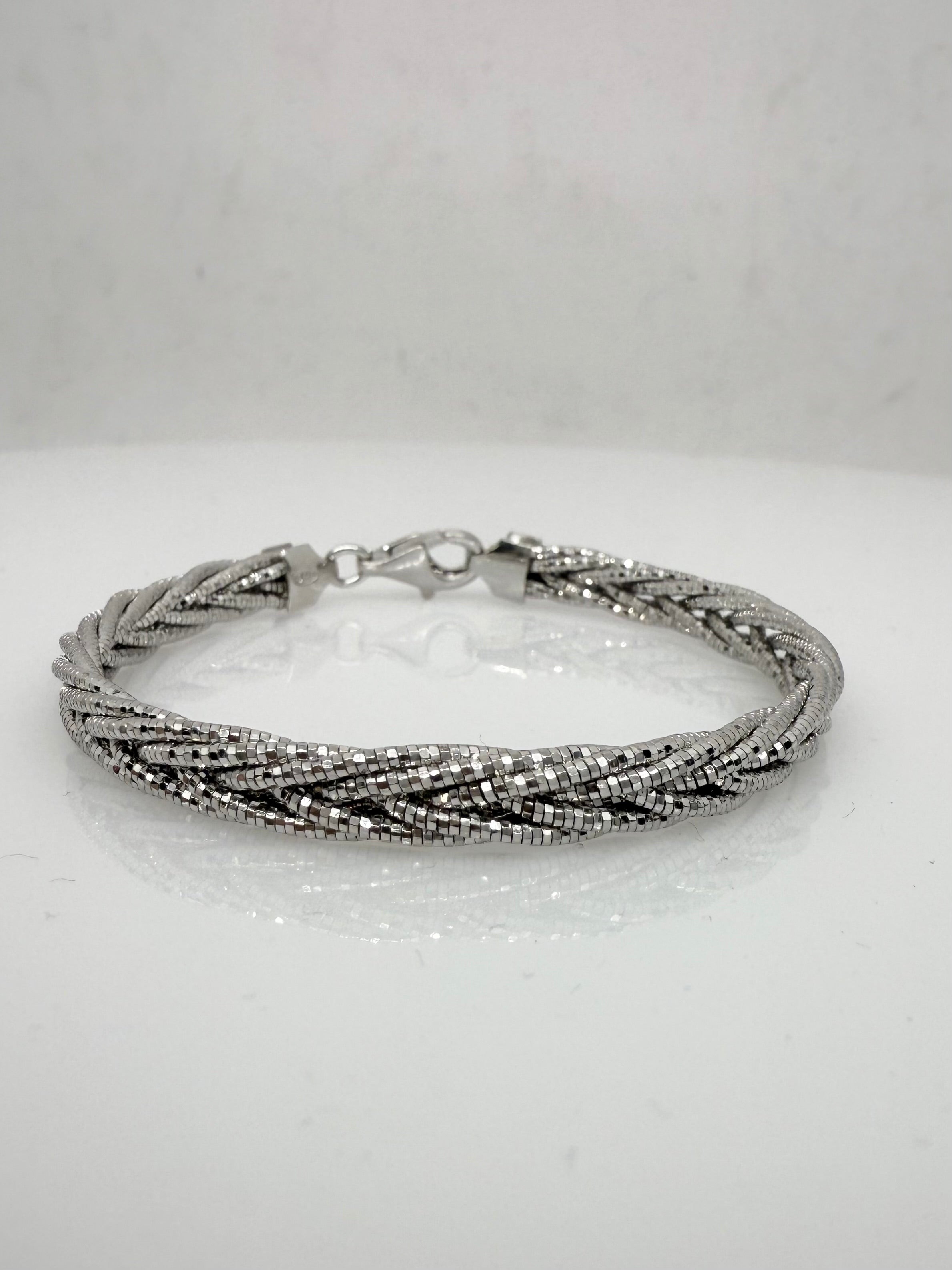 Multi Strand 925 Sterling Silver Italian Weave Bracelet | Silver