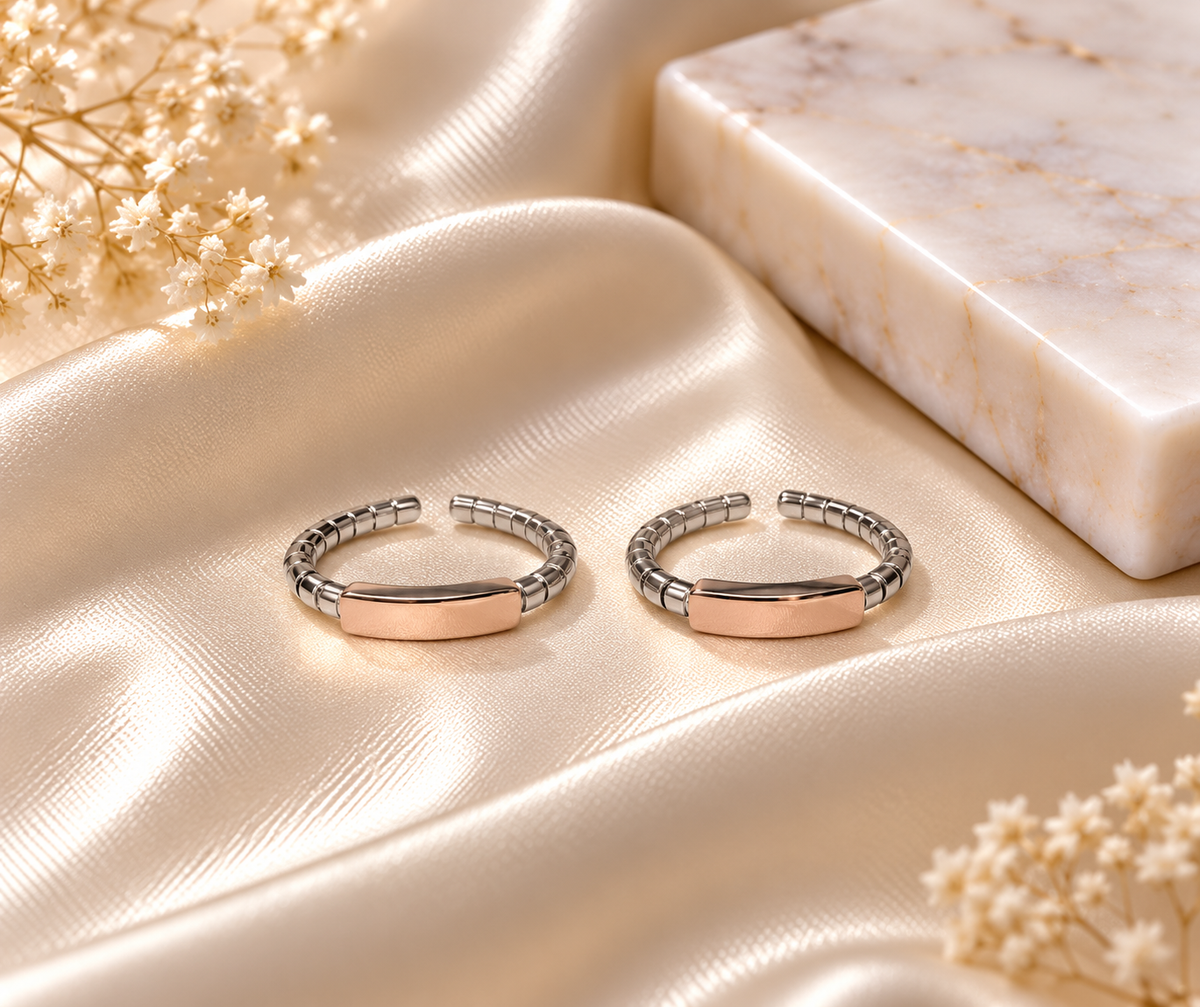 925 Sterling Silver Luxe Bar toe rings (2 rings) | Free size