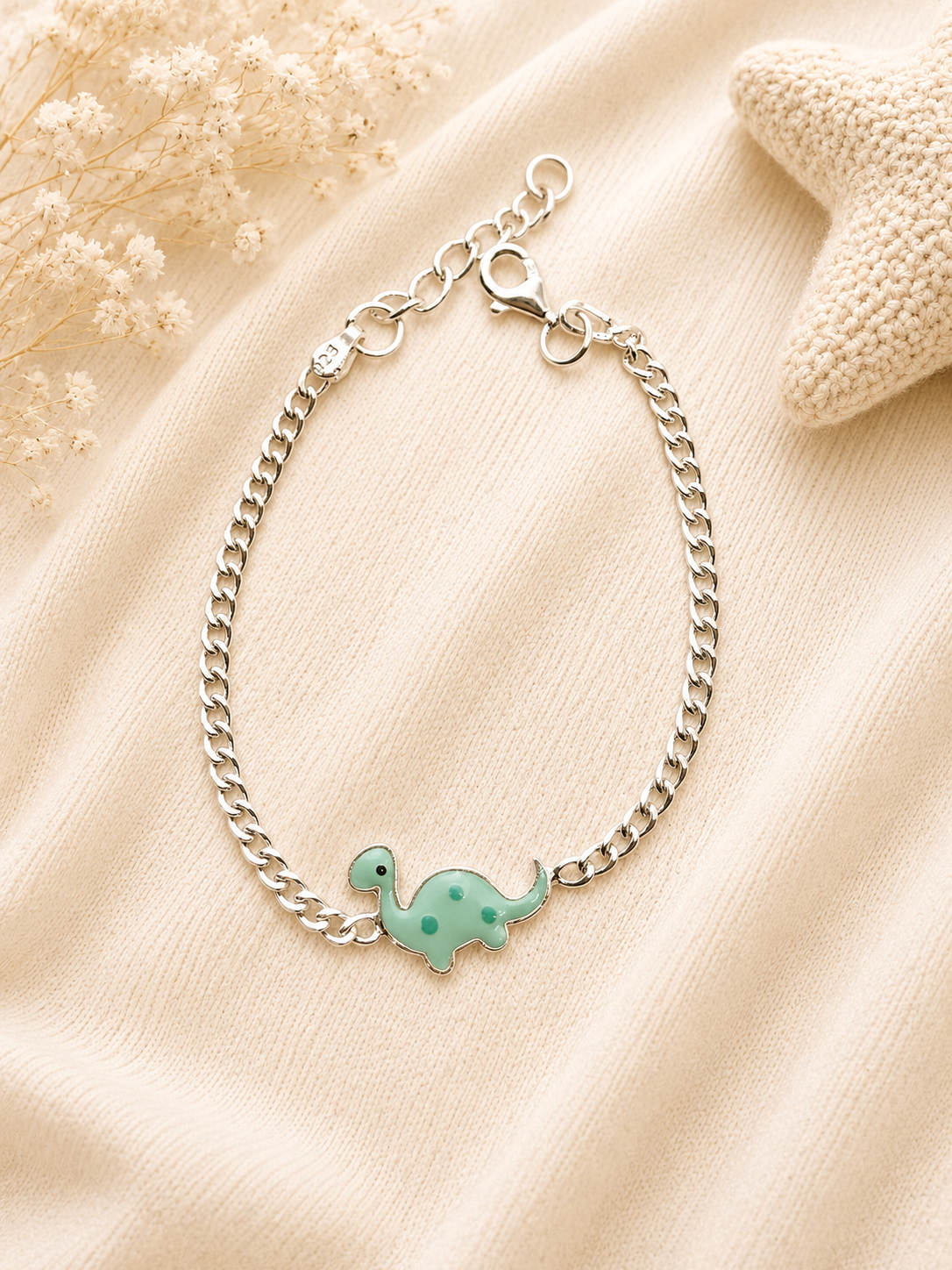 925 STERLING SILVER DINOSAUR CARTOON BRACELET |KID’S BRACELET | KID’S RAKHI