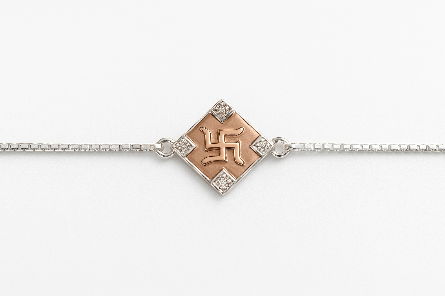 925 Sterling Silver Rakhi Bracelet | Swastik
