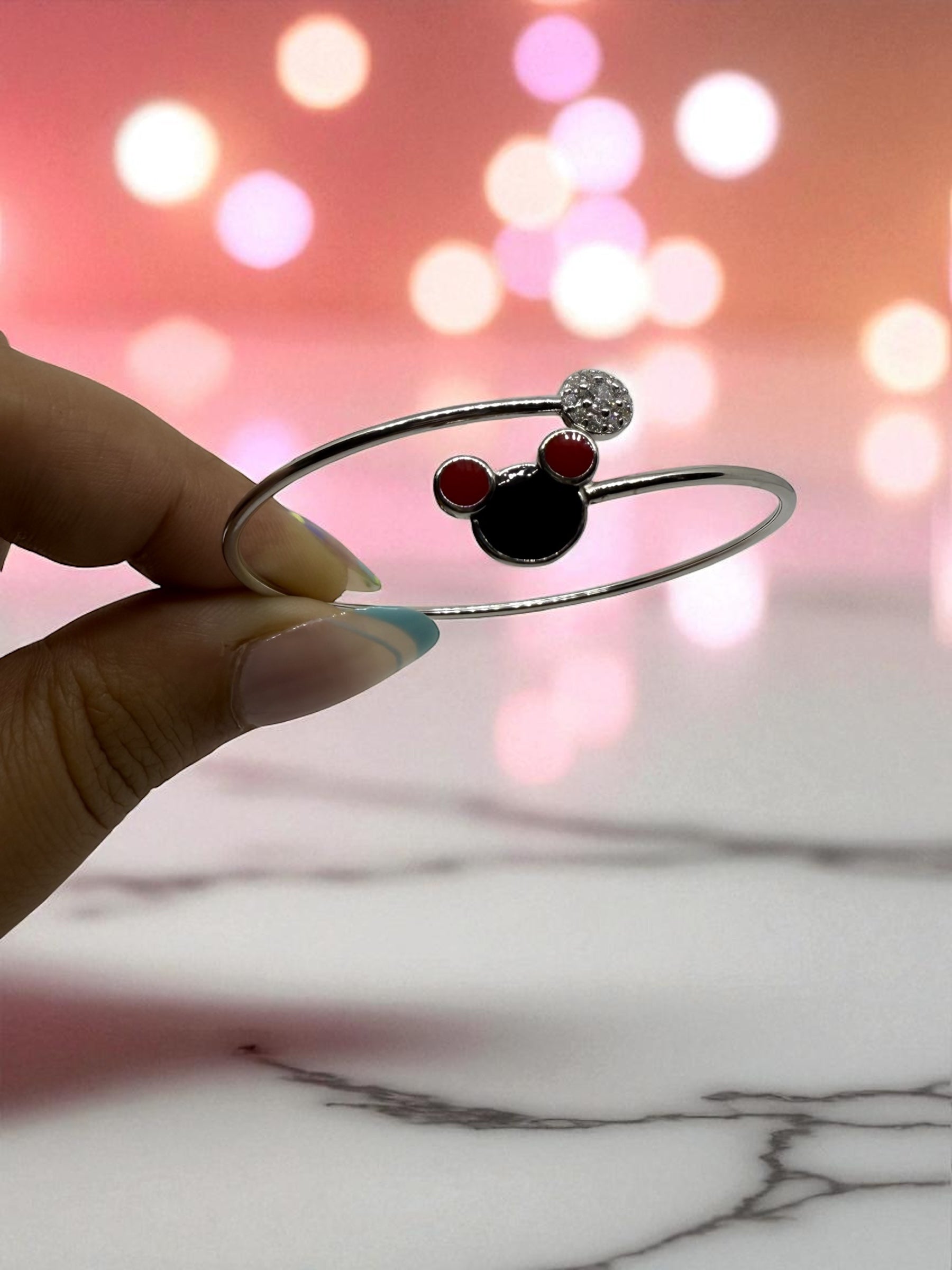 925 Sterling Silver Mickey Magic Bracelet Bangle | For Kids | Fits till 6 years