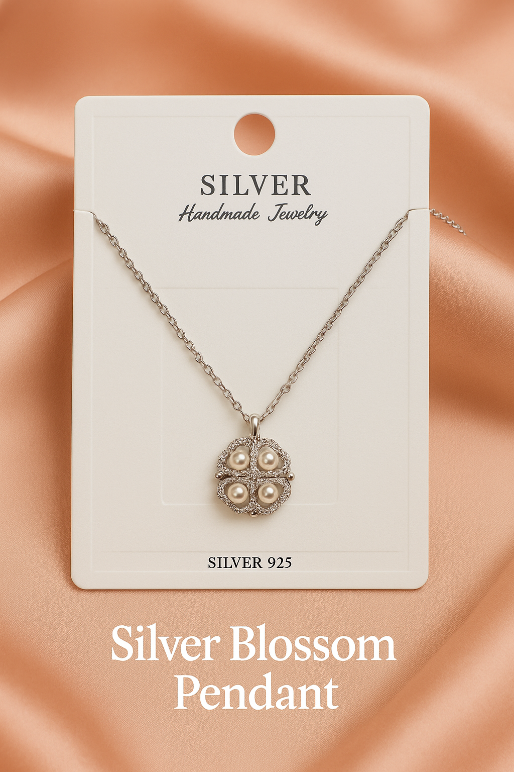 Magnetic Pearl Bloom Pendant Neckpiece | 925 Sterling Silver