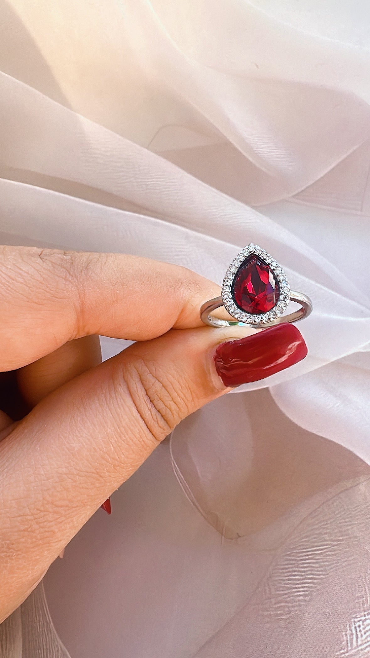 925 Sterling Silver Scarlet Drop Women Ring