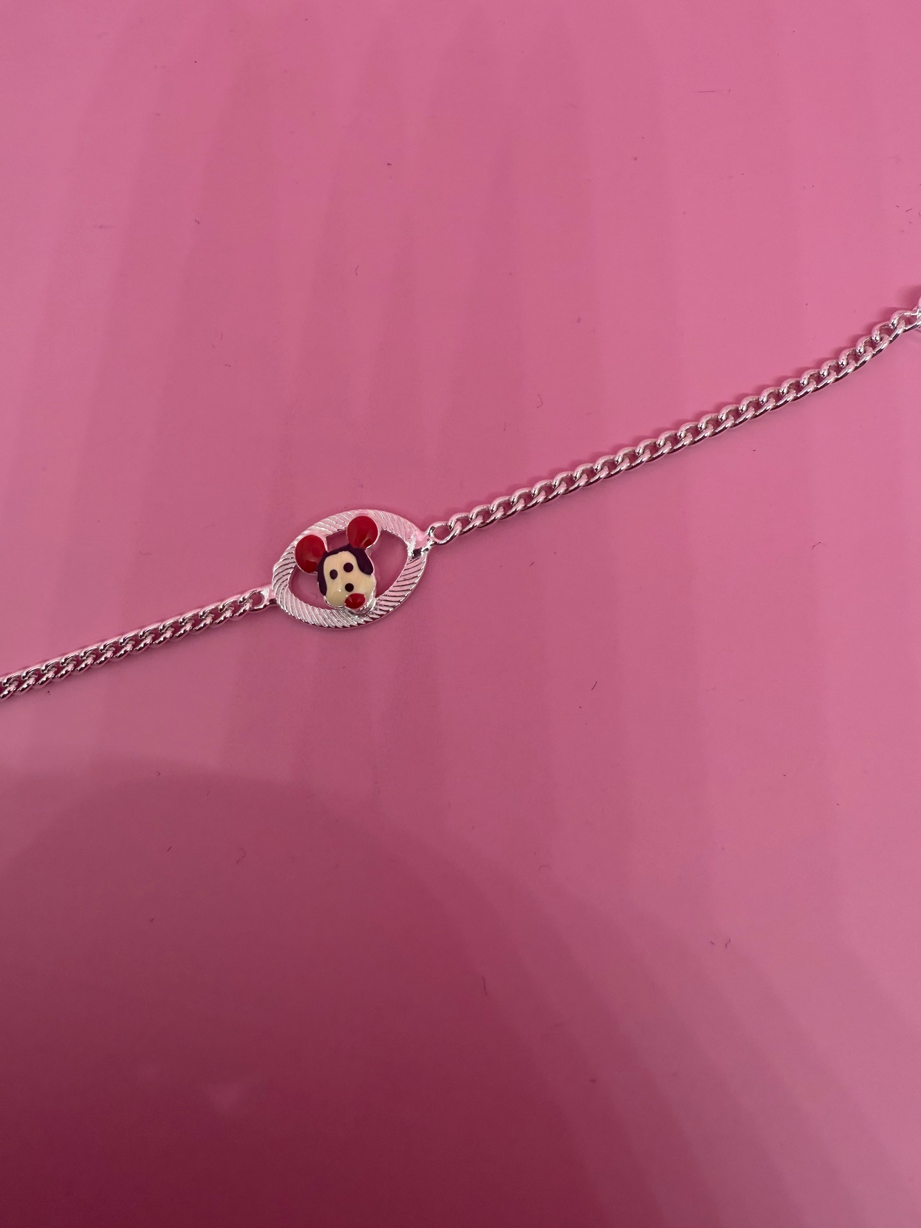 925 Sterling Silver Mickey Mouse Cartoon Bracelet | For Kids