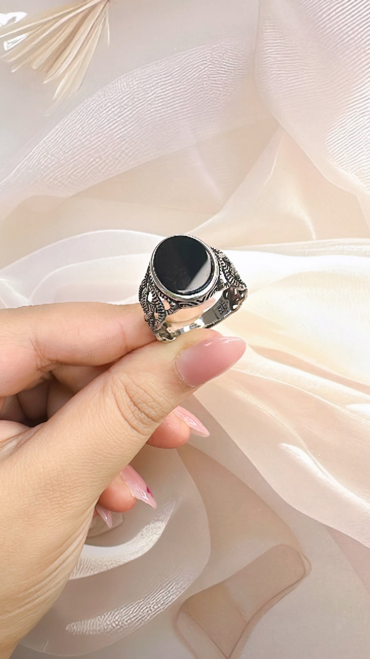 925 Sterling Silver Ring for Men | Black Stone