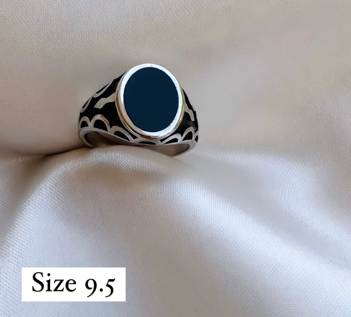 925 Oxidised Silver Ring for Men | Black Stone