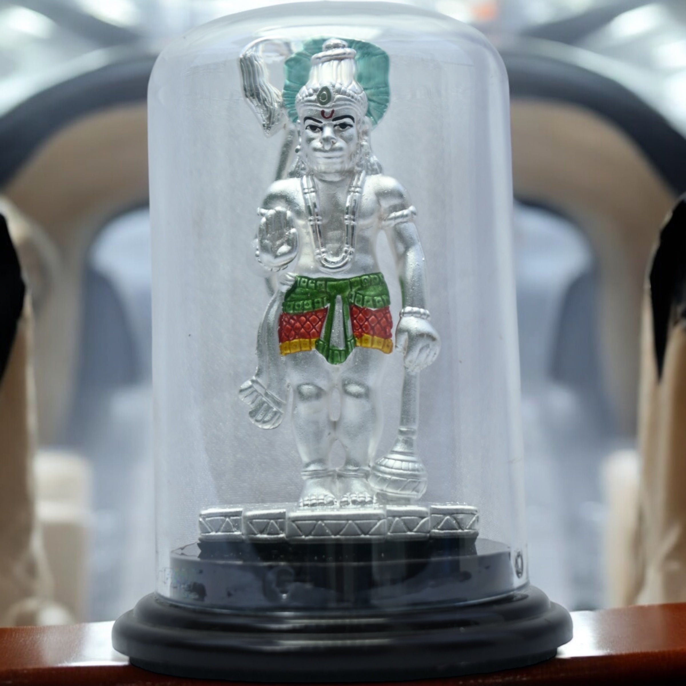 Emerald Pure 999 Silver Hanuman Idol with Acrylic Base for Pooja/Gift