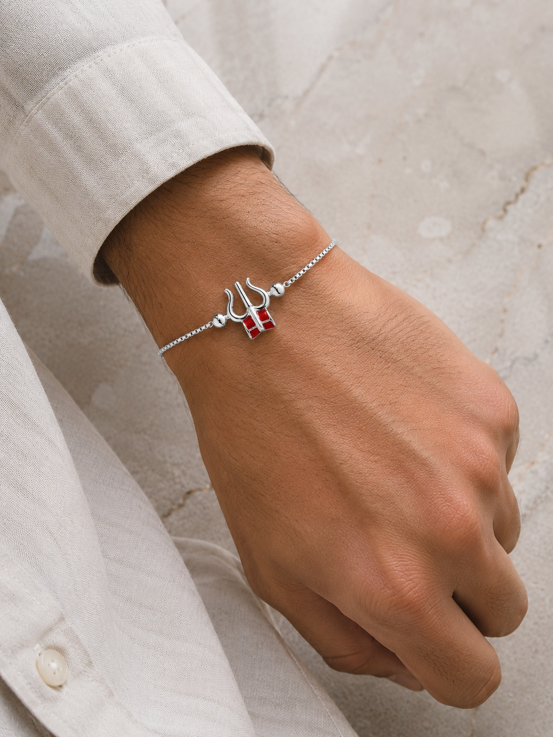 925 Sterling Silver Rakhi Bracelet | Trishool