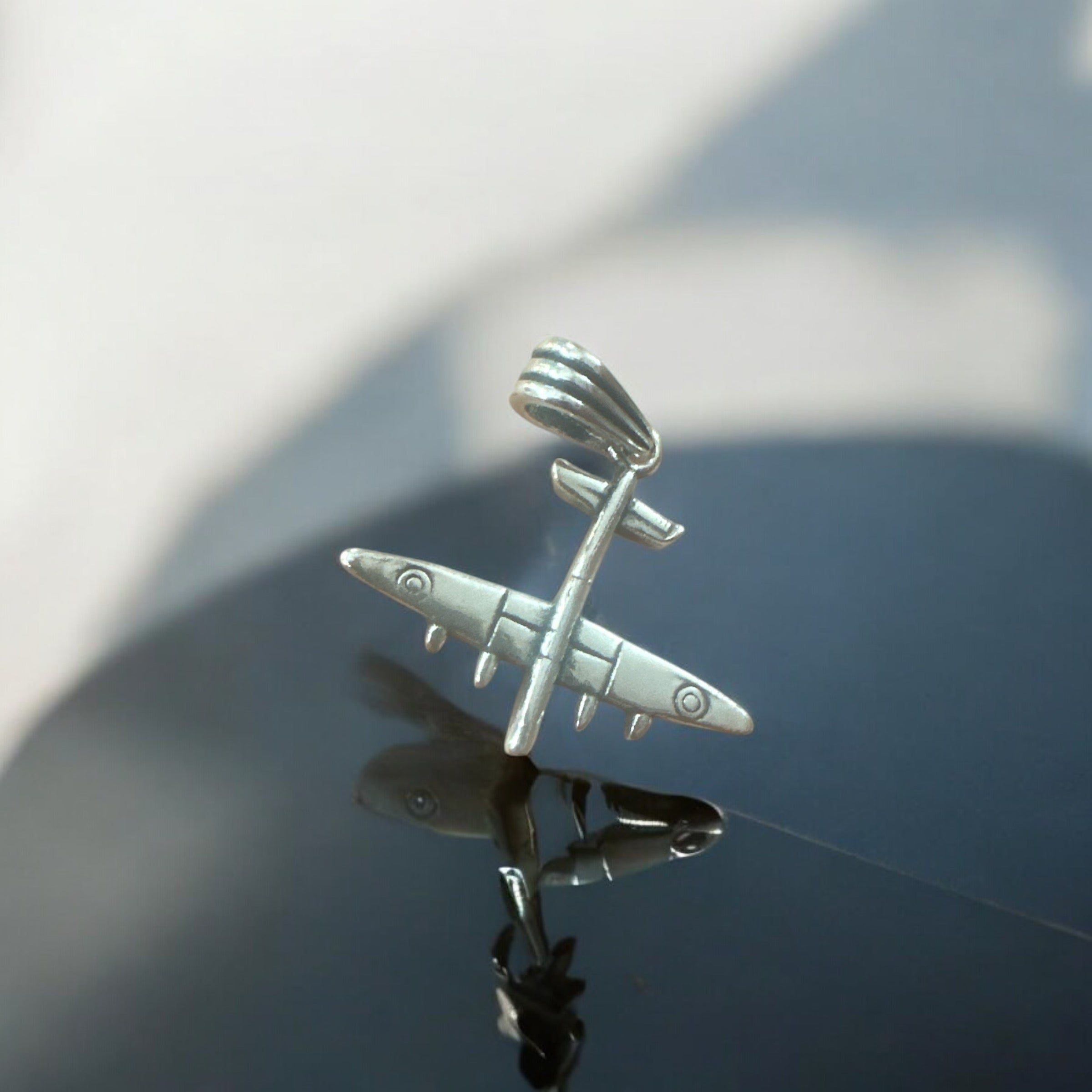 925 Sterling Silver Aircraft Charm Pendant