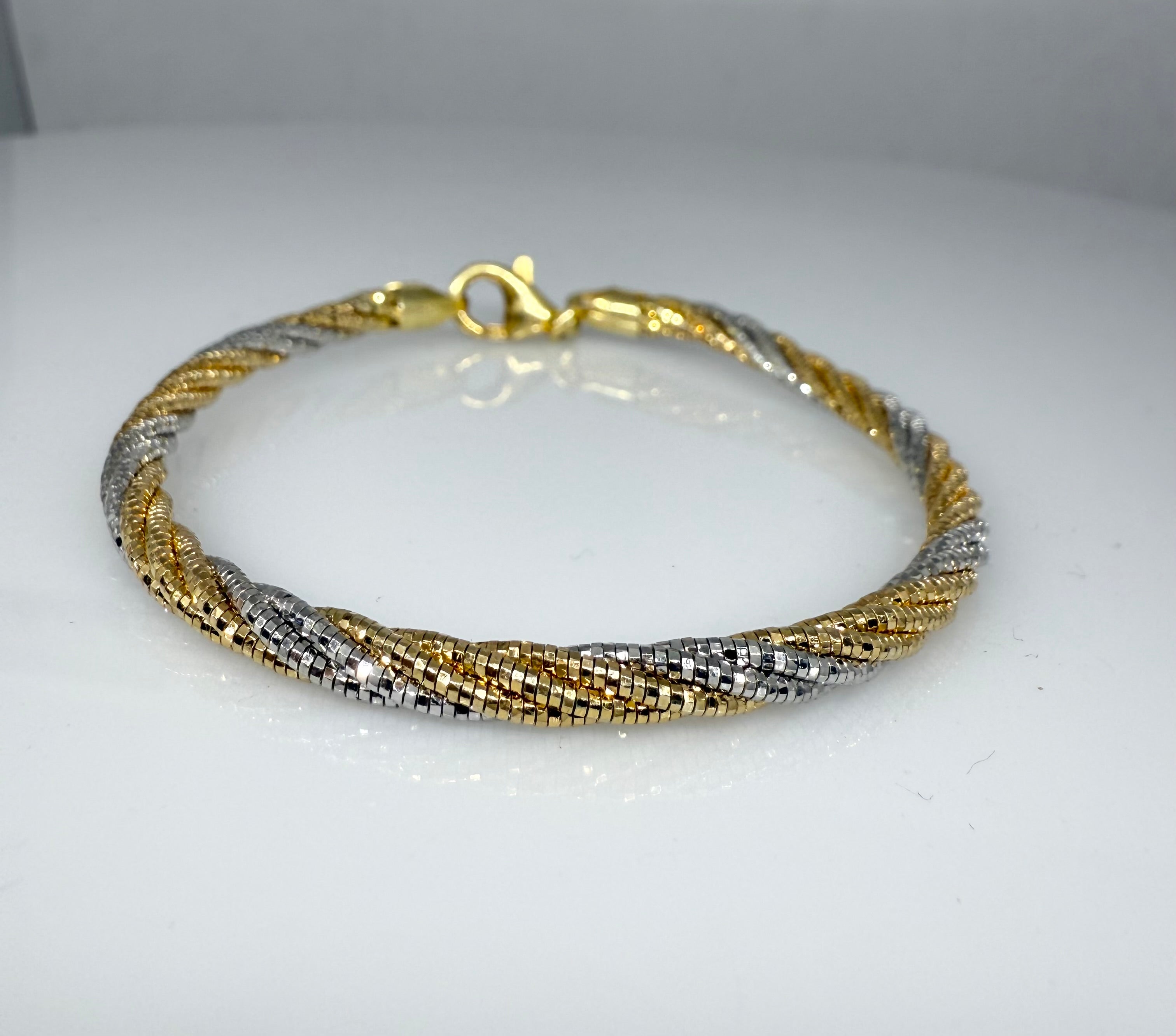 Multi Strand 925 Sterling Silver Italian Weave Bracelet | Gold & Silver