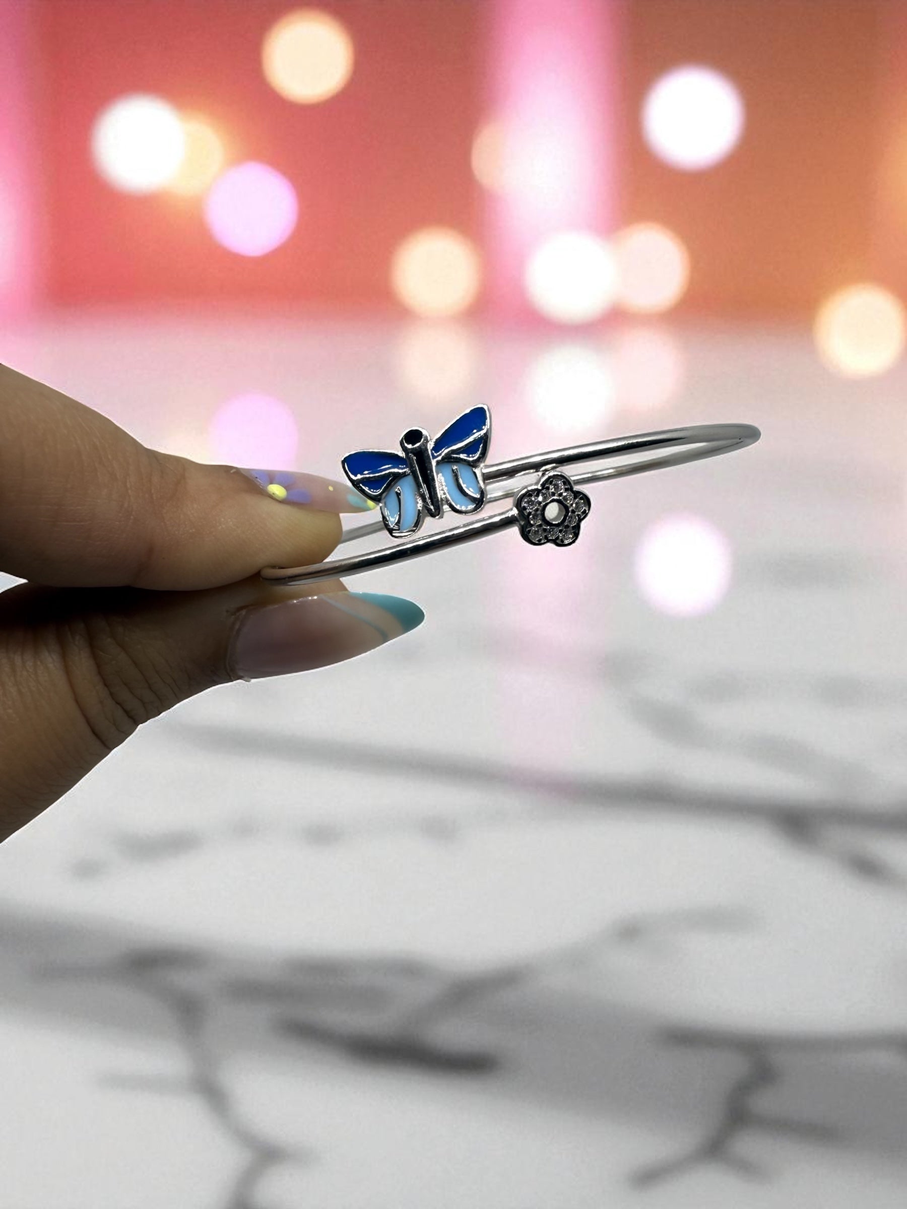 925 Sterling Silver Butterfly Bloom Bracelet Bangle | For Kids | Fits till 6 years