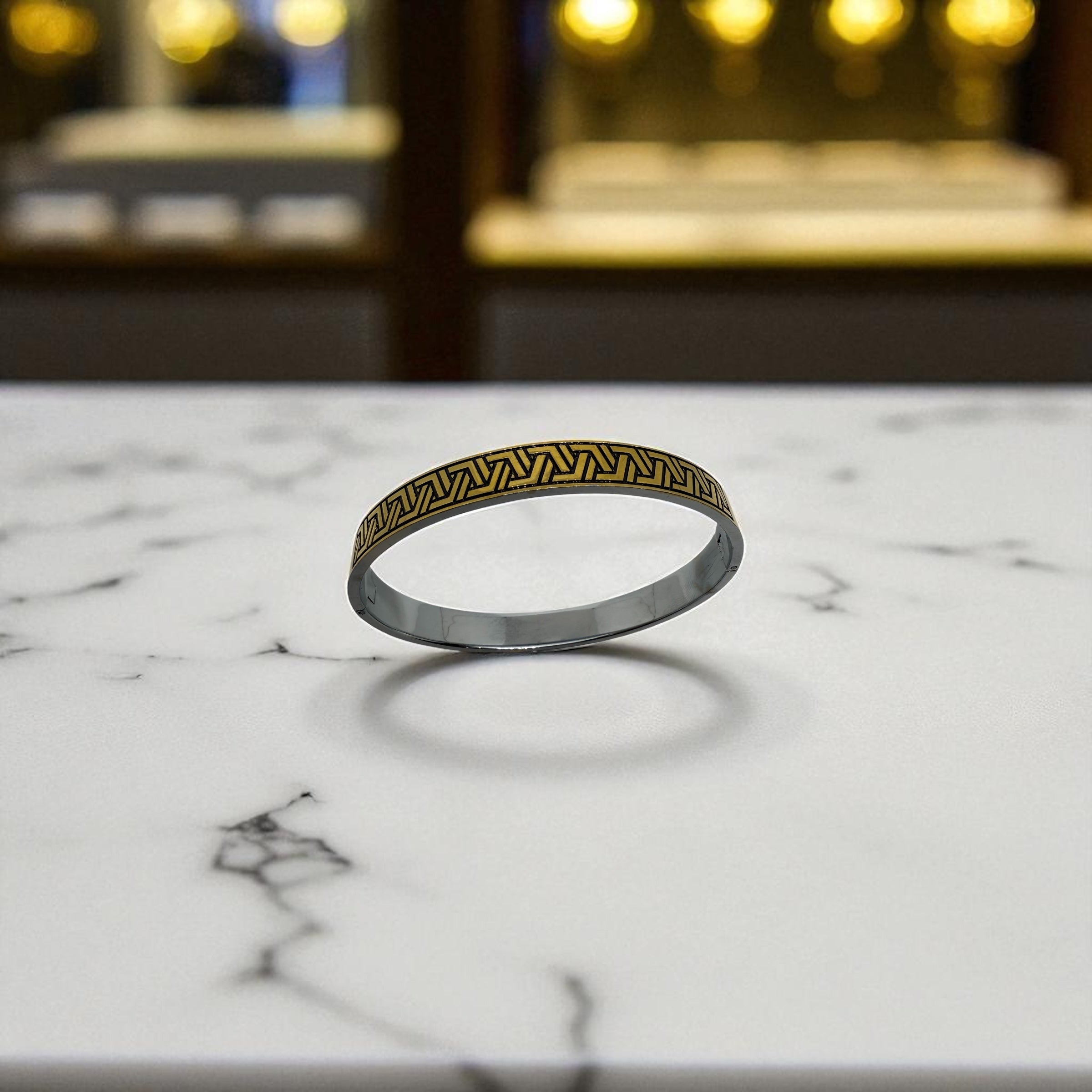 925 STERLING SILVER GEOMETRIC OPENABLE KADA BANGLE | GOLD POLISH | UNISEX BANGLE | MEN’S KADA