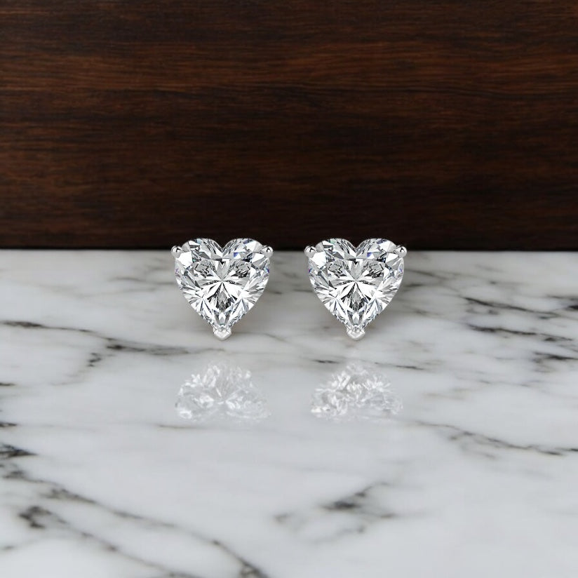 925 Sterling Silver Solitaire Heart Studs