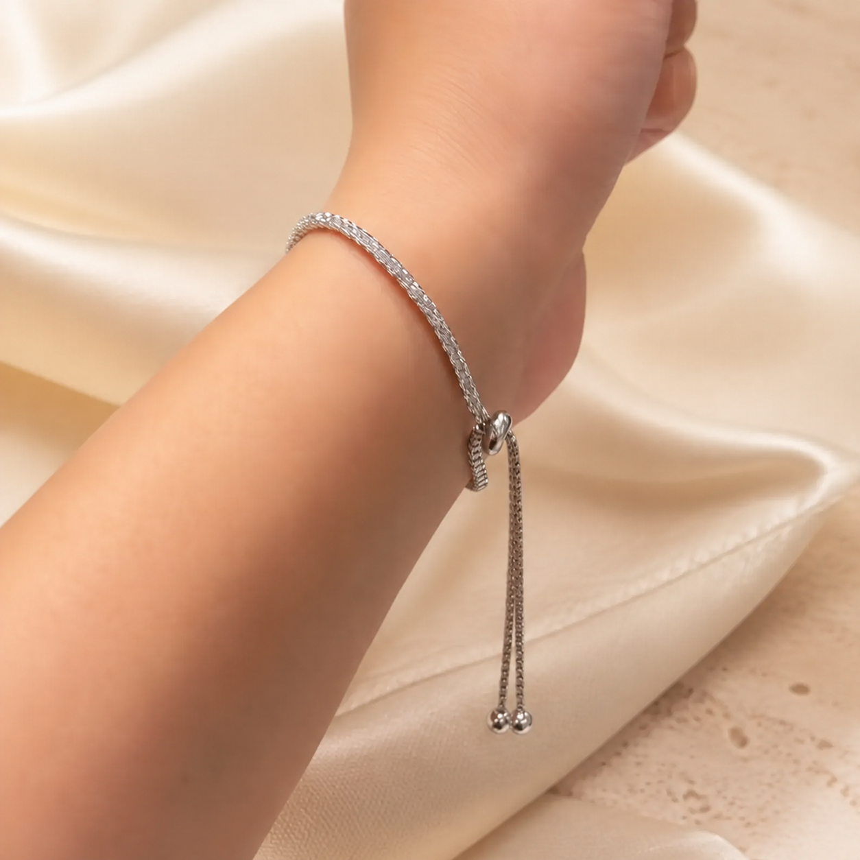 925 Sterling Silver Pull Chain Tennis Bracelet | For Her