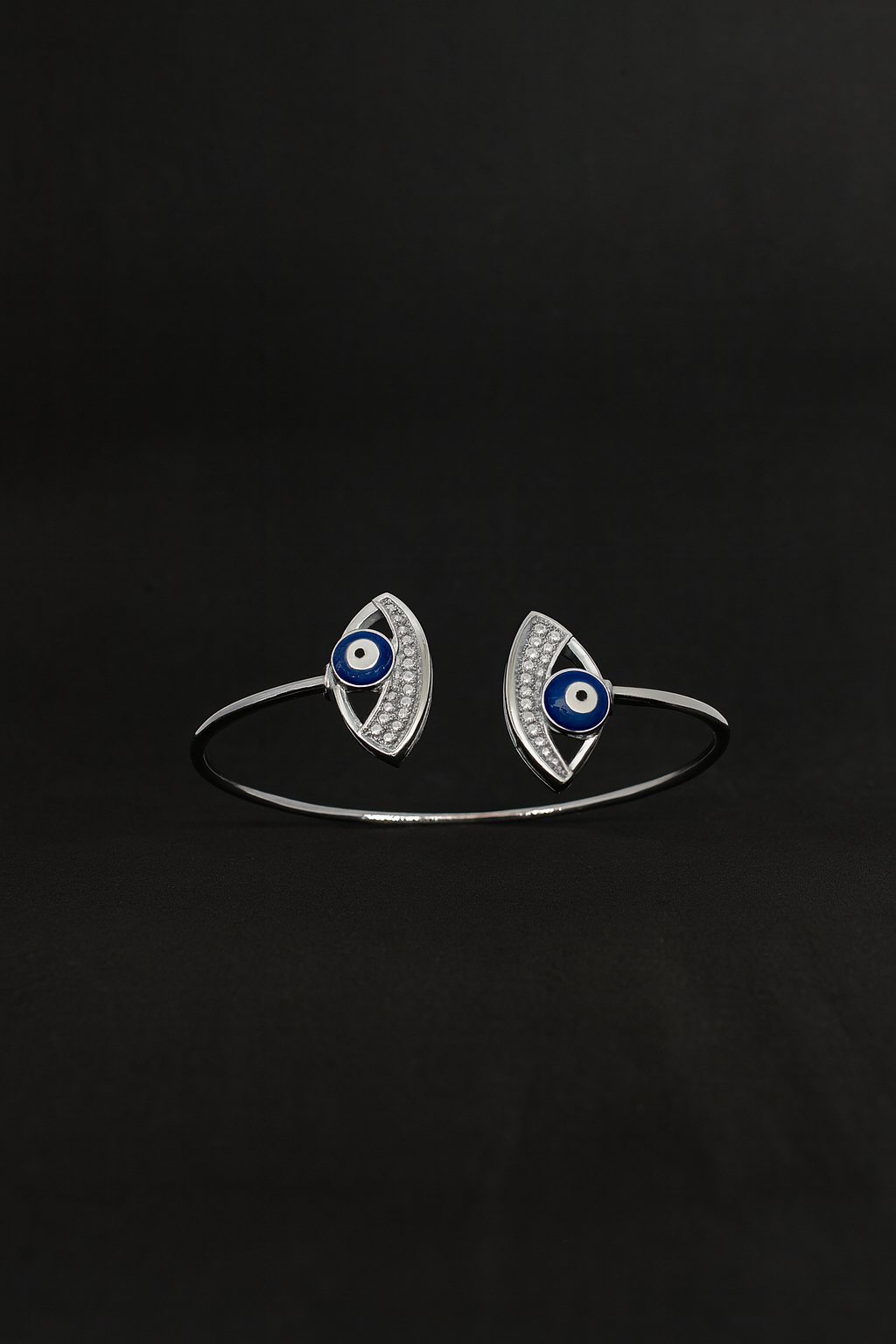 925 Sterling Silver Evil Eye Bangle Bracelet | For Her