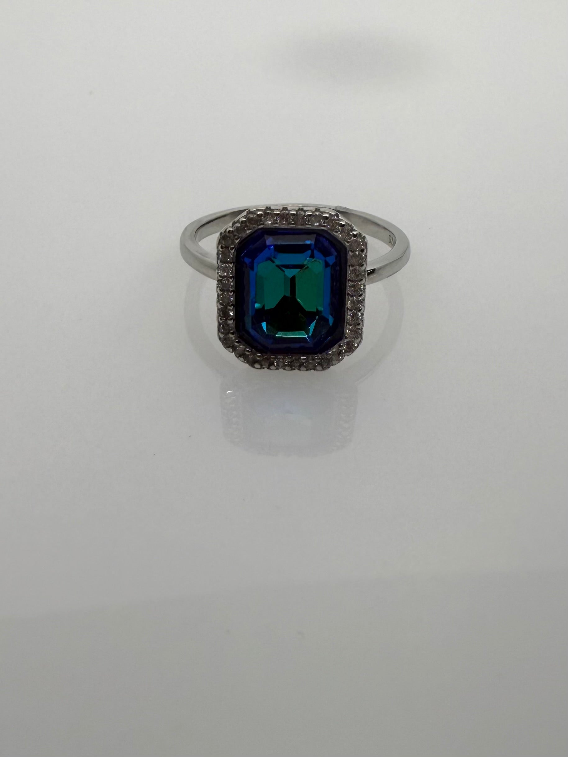 925 Sterling Silver Aqua Glow Women Ring