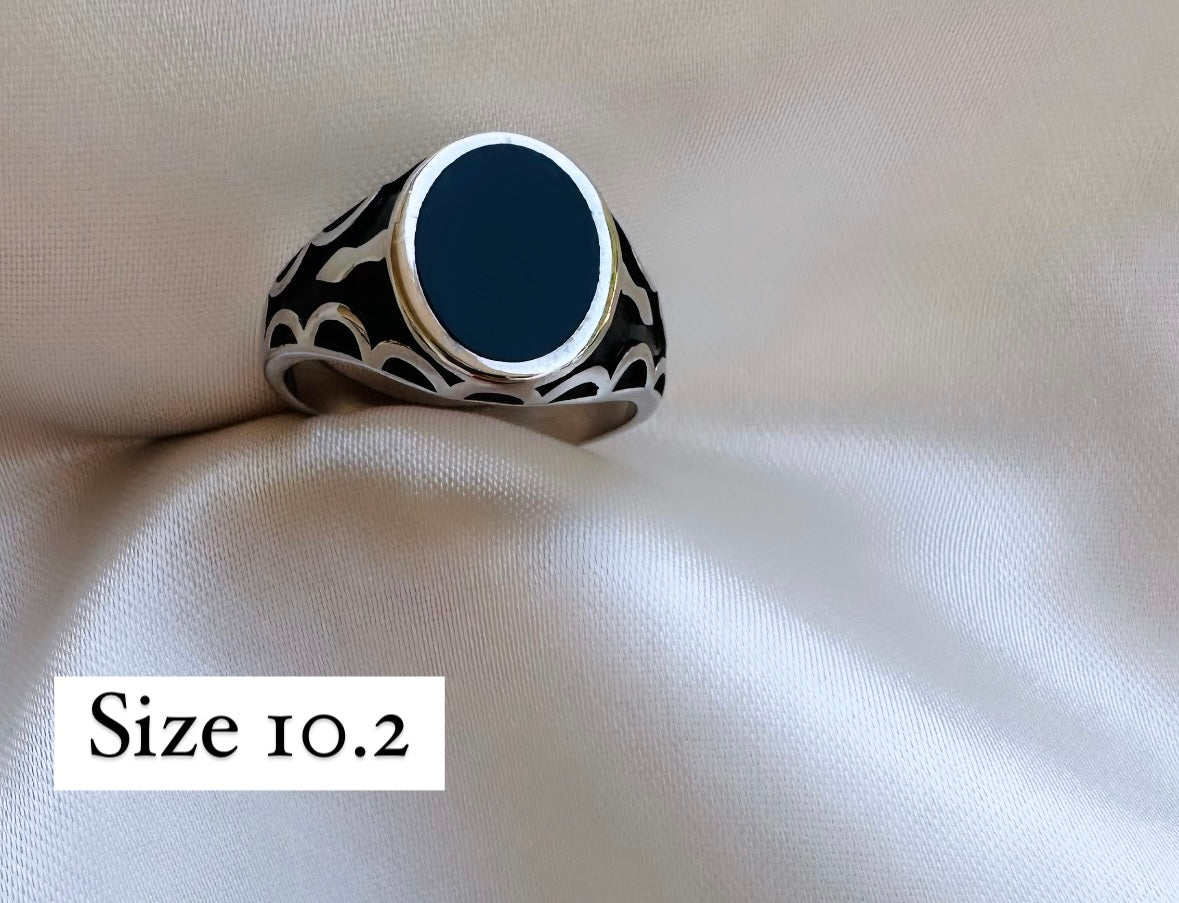 925 Oxidised Silver Ring for Men | Black Stone