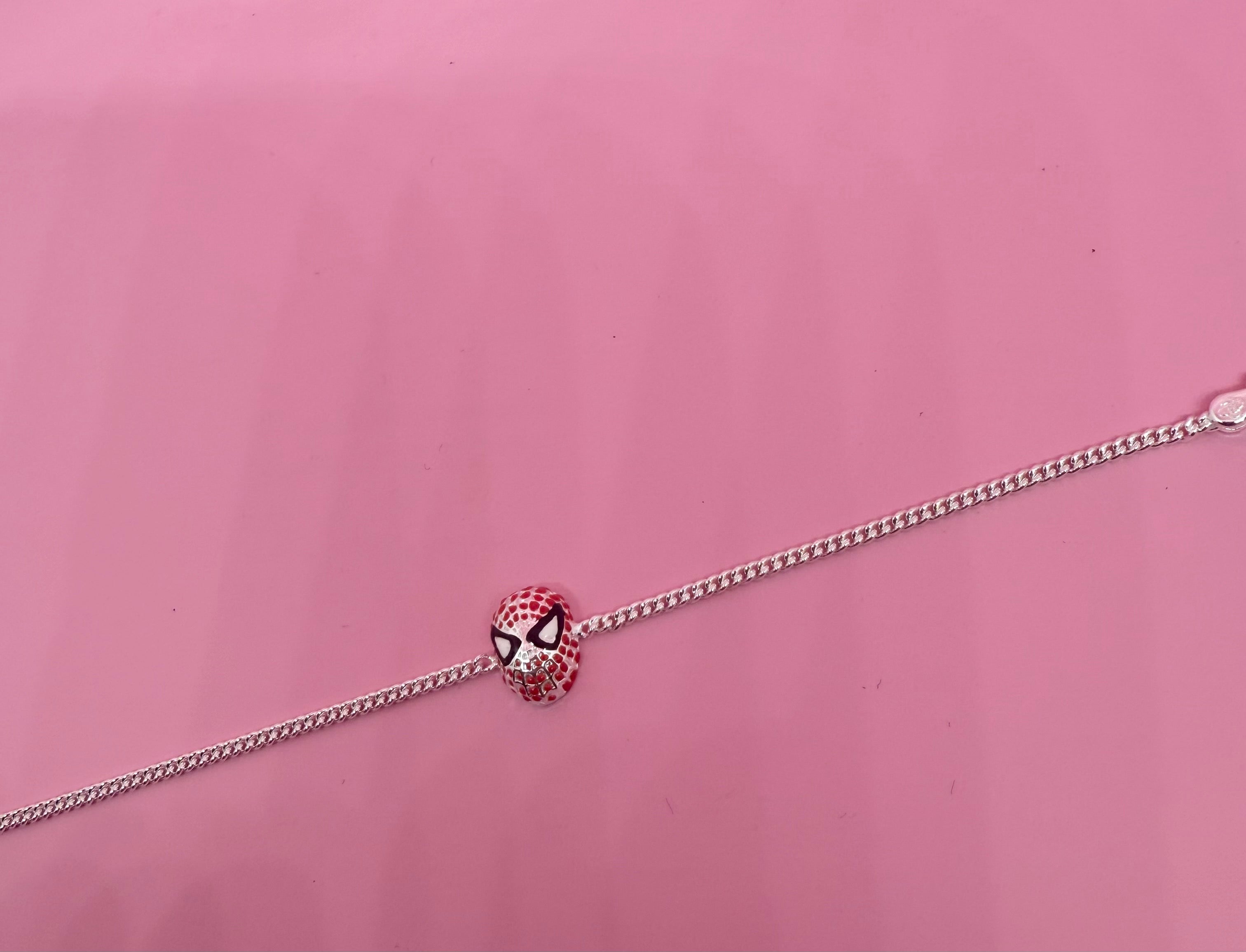 925 Sterling Silver Spider-Man Cartoon  Bracelet | For Kids