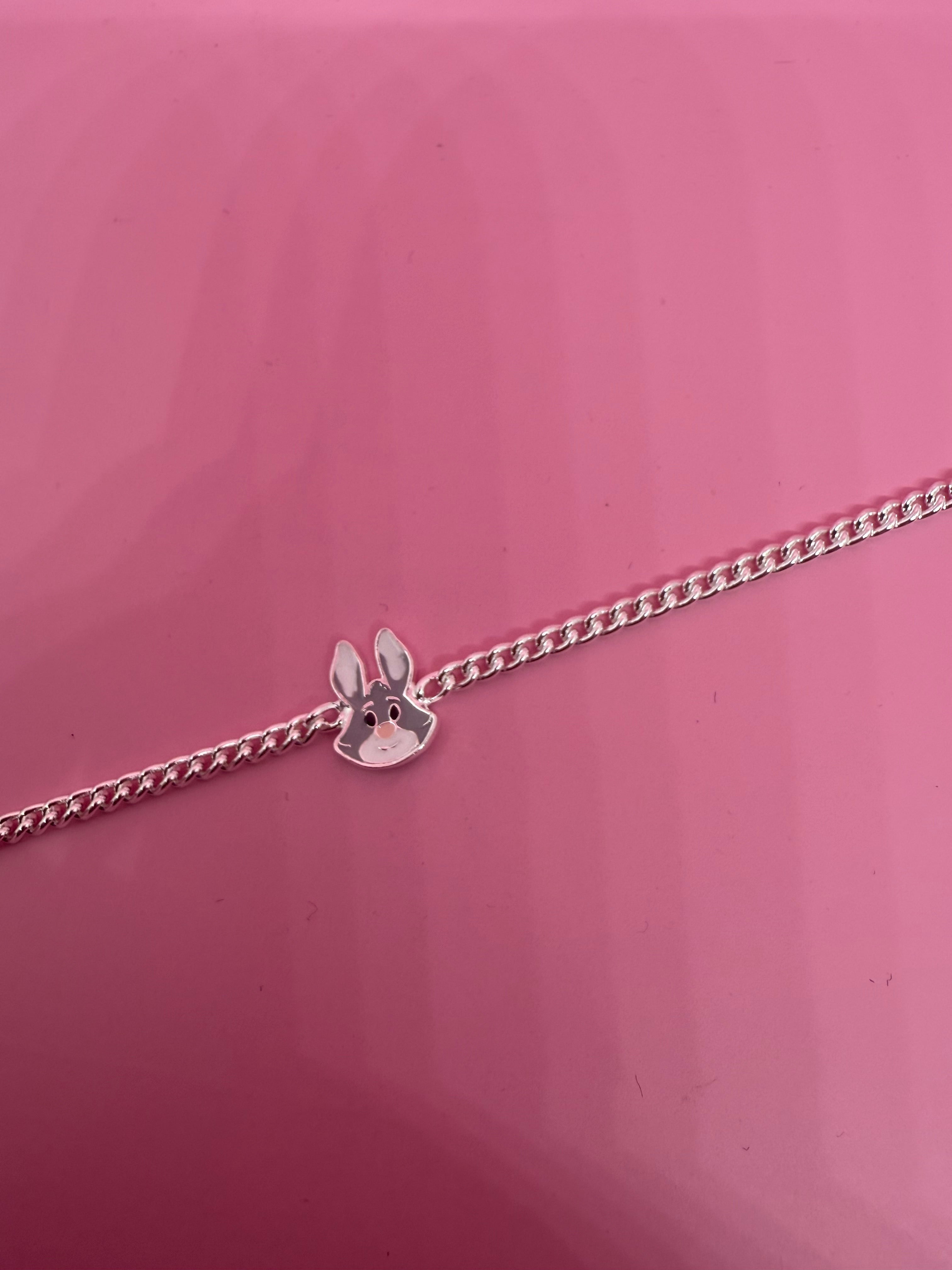 925 Sterling Silver Bunny Cartoon Bracelet | For Kids