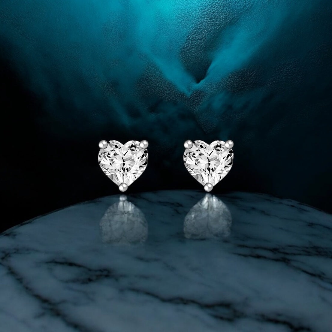 925 Sterling Silver Solitaire Heart Studs