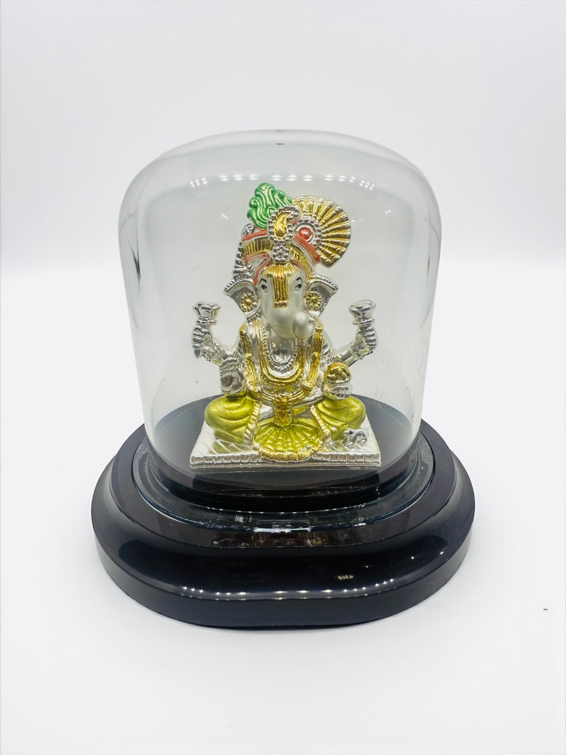 Emerald Pure 999 Silver Ganesha Idol with Acrylic Base for Pooja/Gift