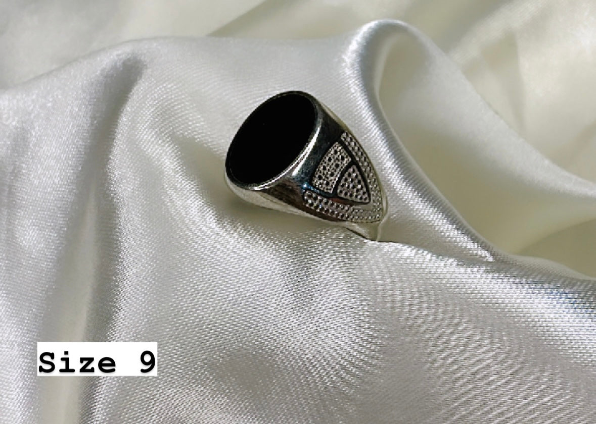 925 Oxidised Silver Ring for Men | Black Stone