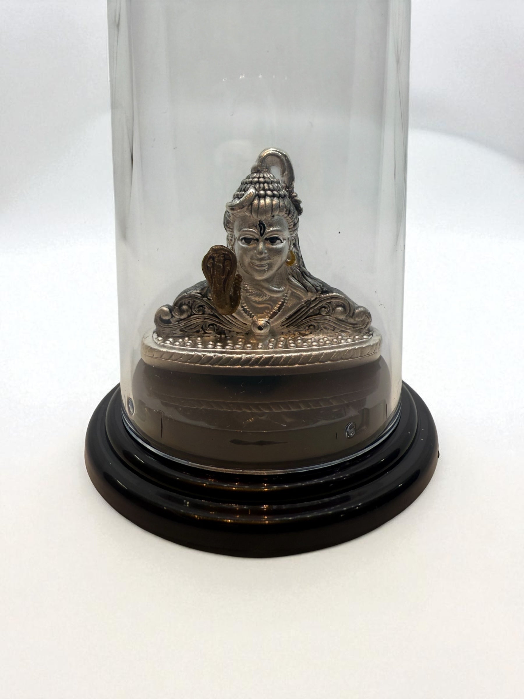 Emerald Pure 999 Silver Oxidised Shiva Idol with Acrylic Base for Pooja/Gift