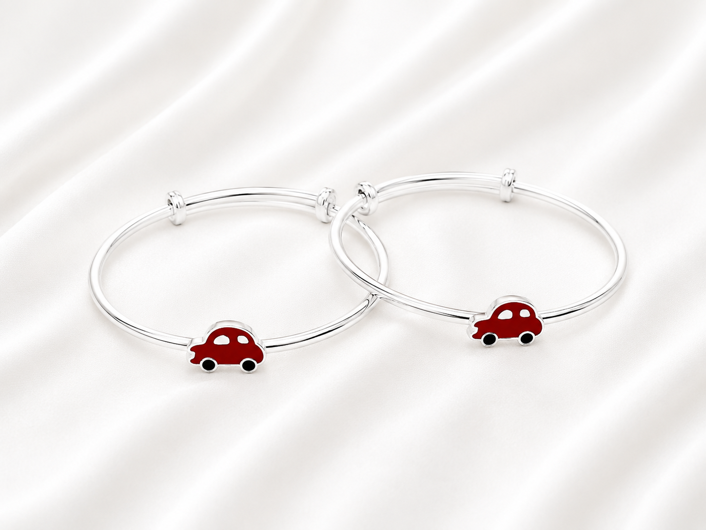 925 Sterling Silver Adjustable Car Bangles | For kids | Ideal for 0-3 years