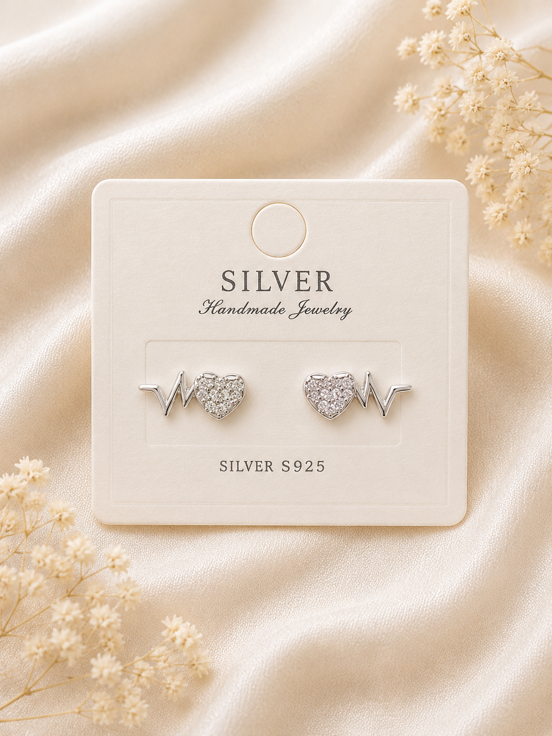 925 Sterling Silver Heartline Spark Earrings | Studs