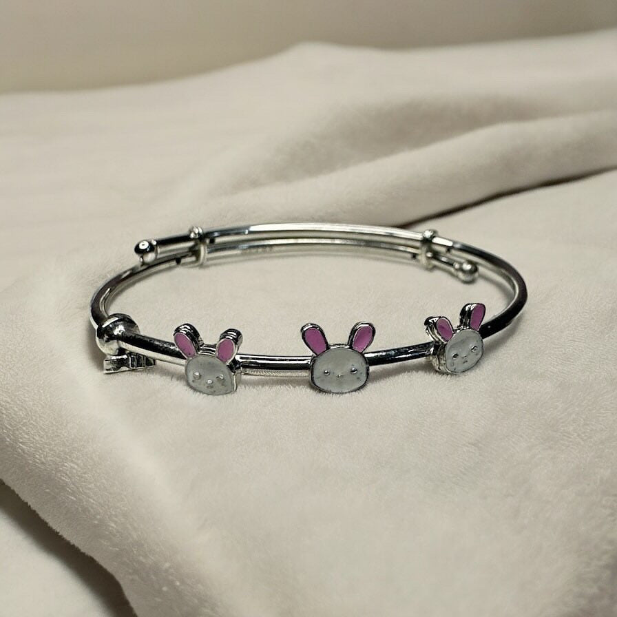 925 Sterling Silver Bunny Adjustable Bangle | For Kids |  Ideal for 5-10 years old